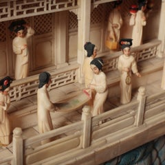 Hand Carved Chinese Dragon Boat Imperial Ship Bone Carving Antique