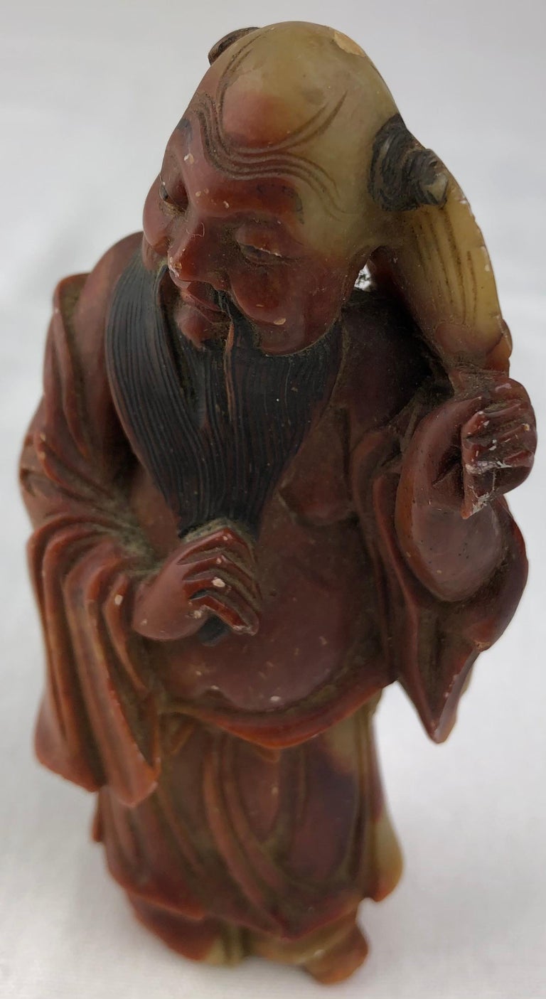 Hand Carved Chinese Figurative Statue or Sculpture, Marble For Sale at