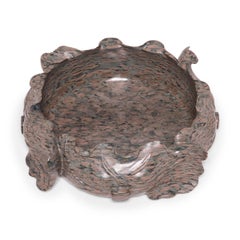 Hand Carved Chinese Lotus Form Stone Basin