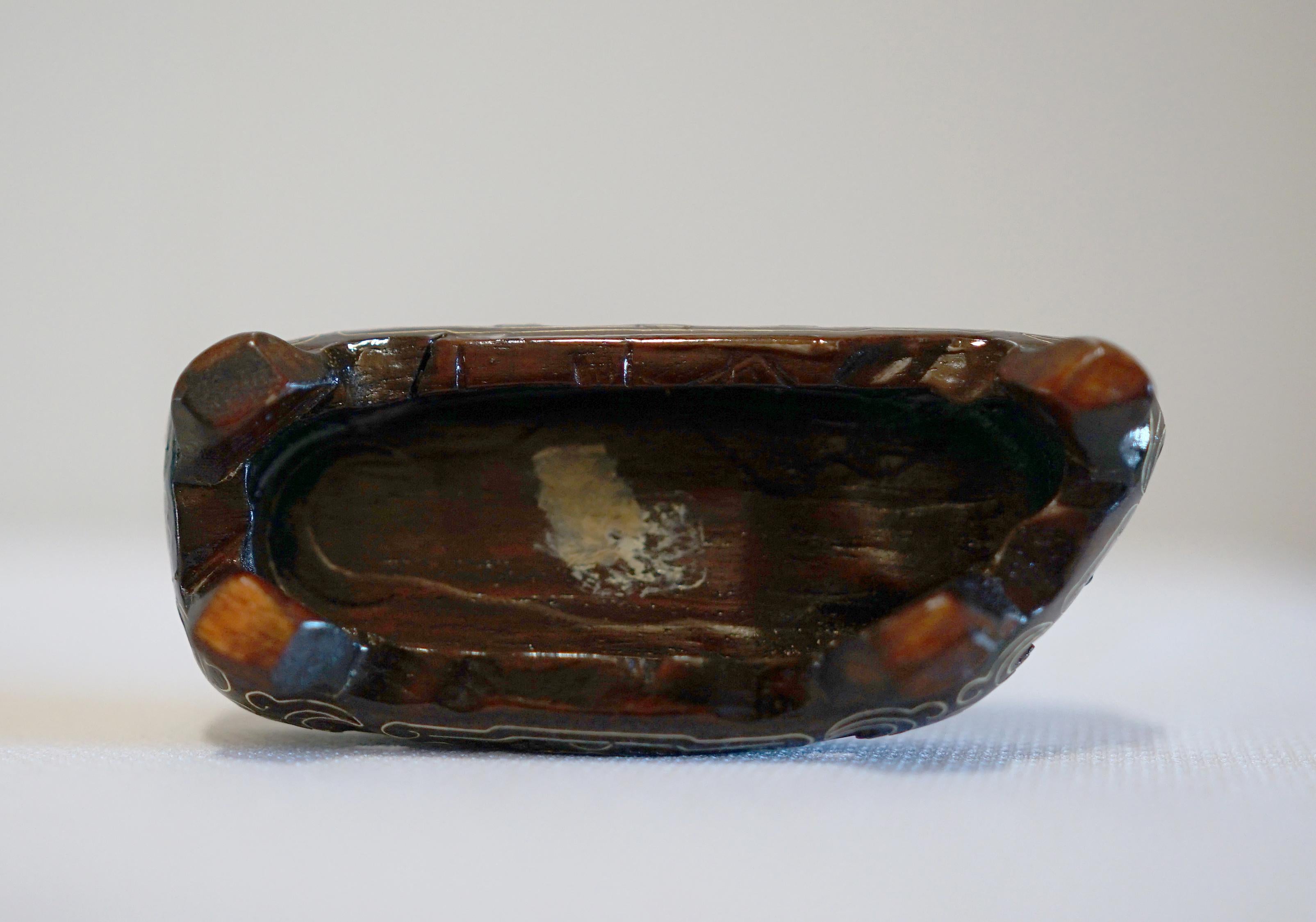 Hand-Carved Chinese Malachite Elder on Cloisonné-Inspired Wood Base For Sale 5
