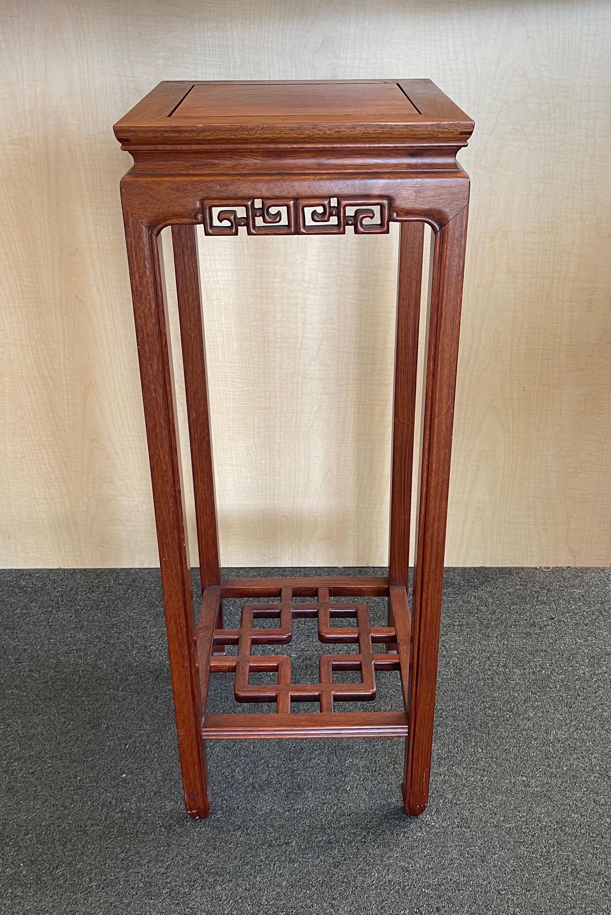 Hand Carved Chinese Rosewood Stand / Pedestal For Sale 3