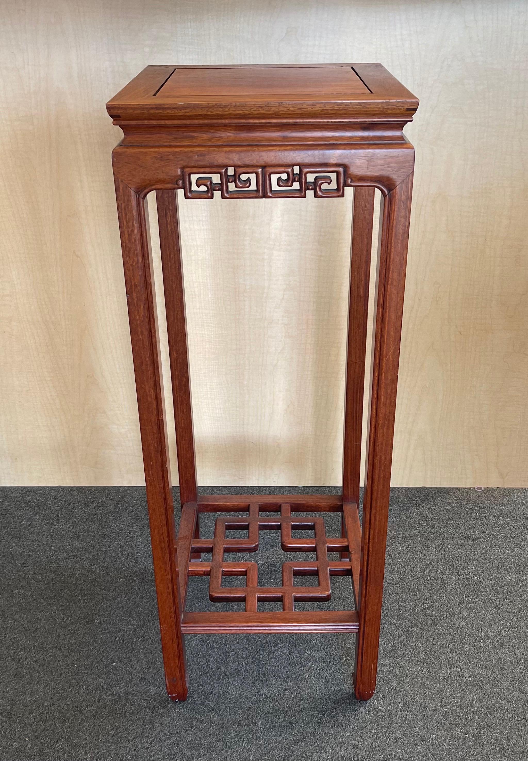 Chinese Export Hand Carved Chinese Rosewood Stand / Pedestal For Sale