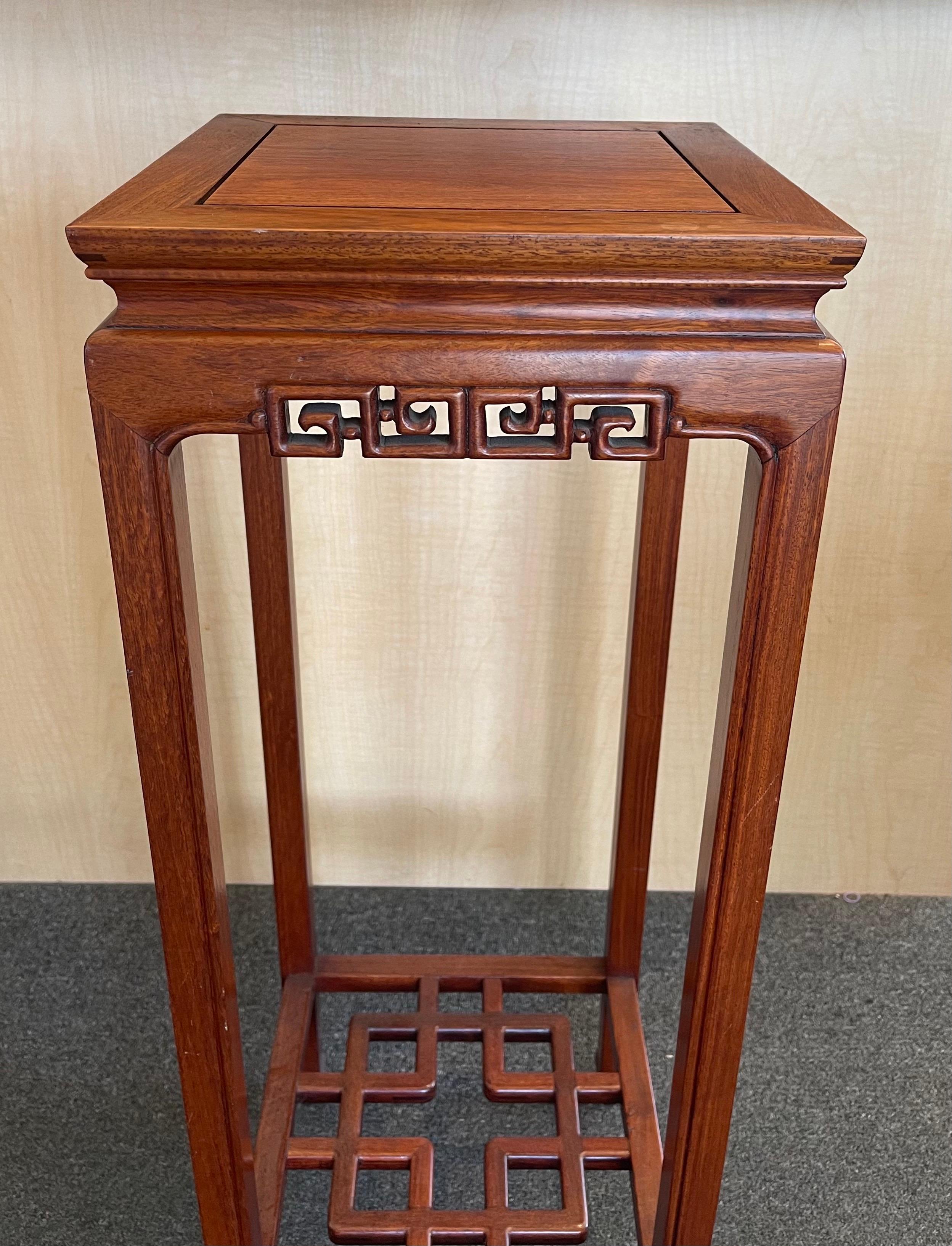 Hand-Carved Hand Carved Chinese Rosewood Stand / Pedestal For Sale