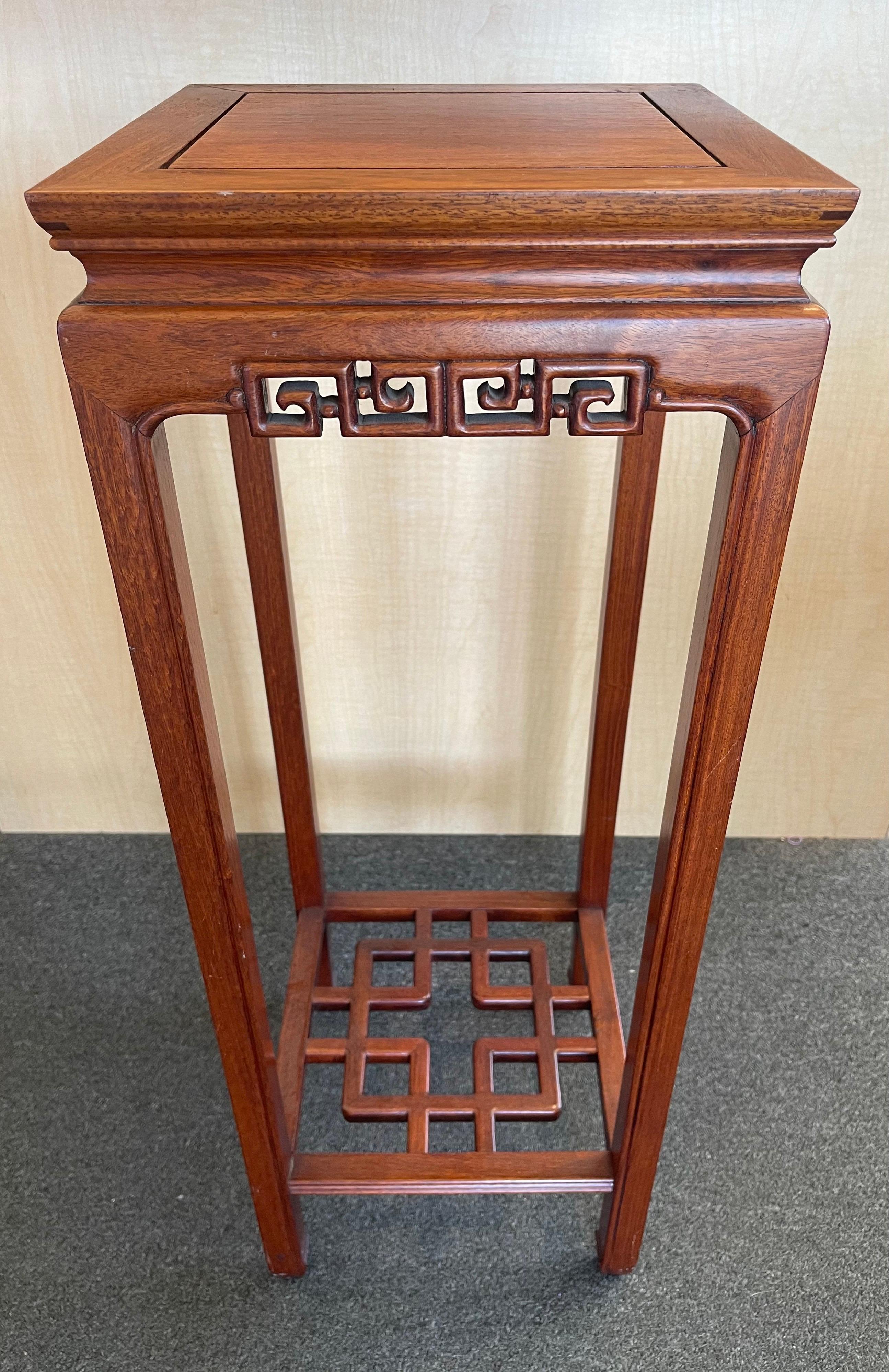 20th Century Hand Carved Chinese Rosewood Stand / Pedestal For Sale