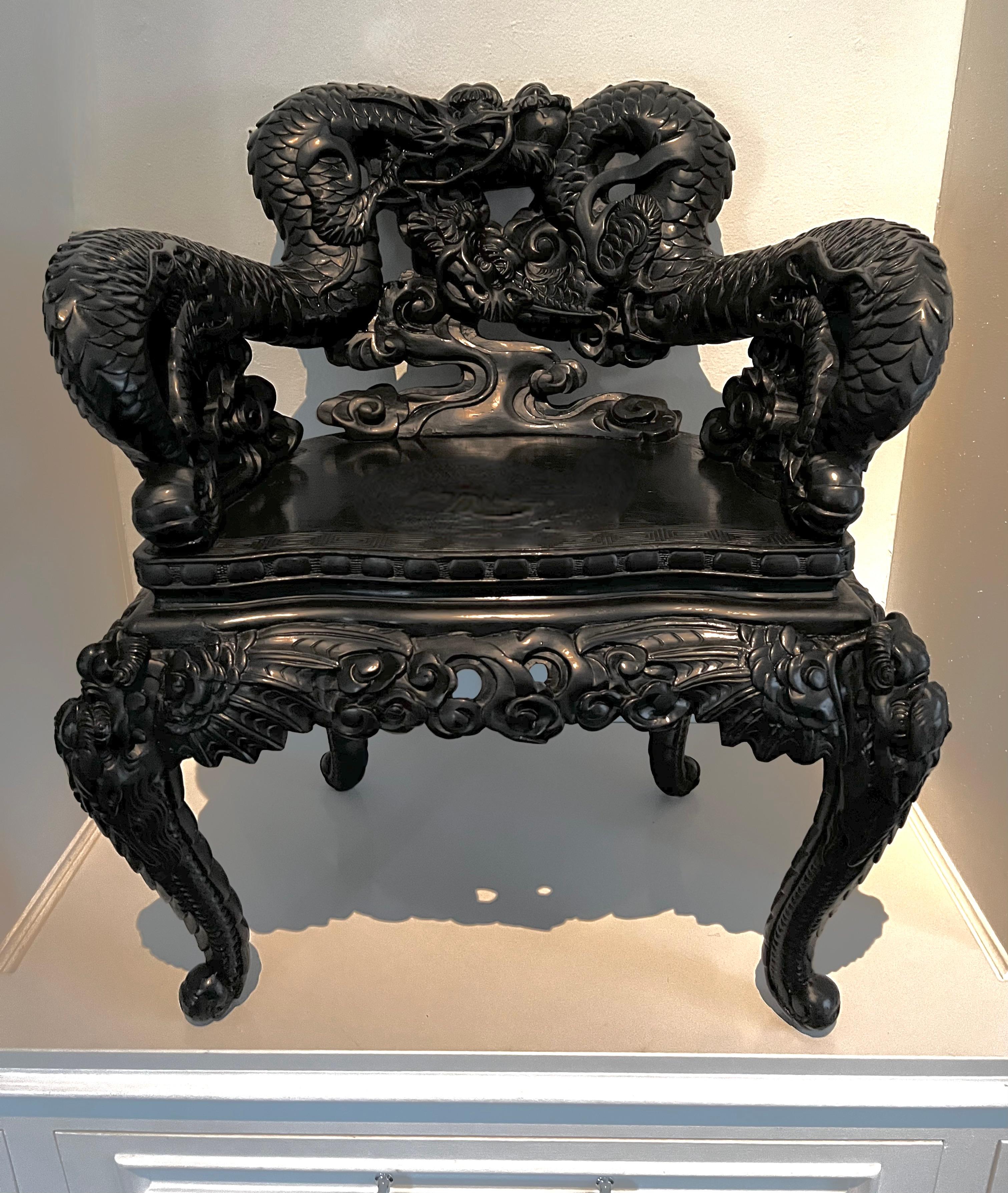 20th Century Hand Carved Chinese Side Chair