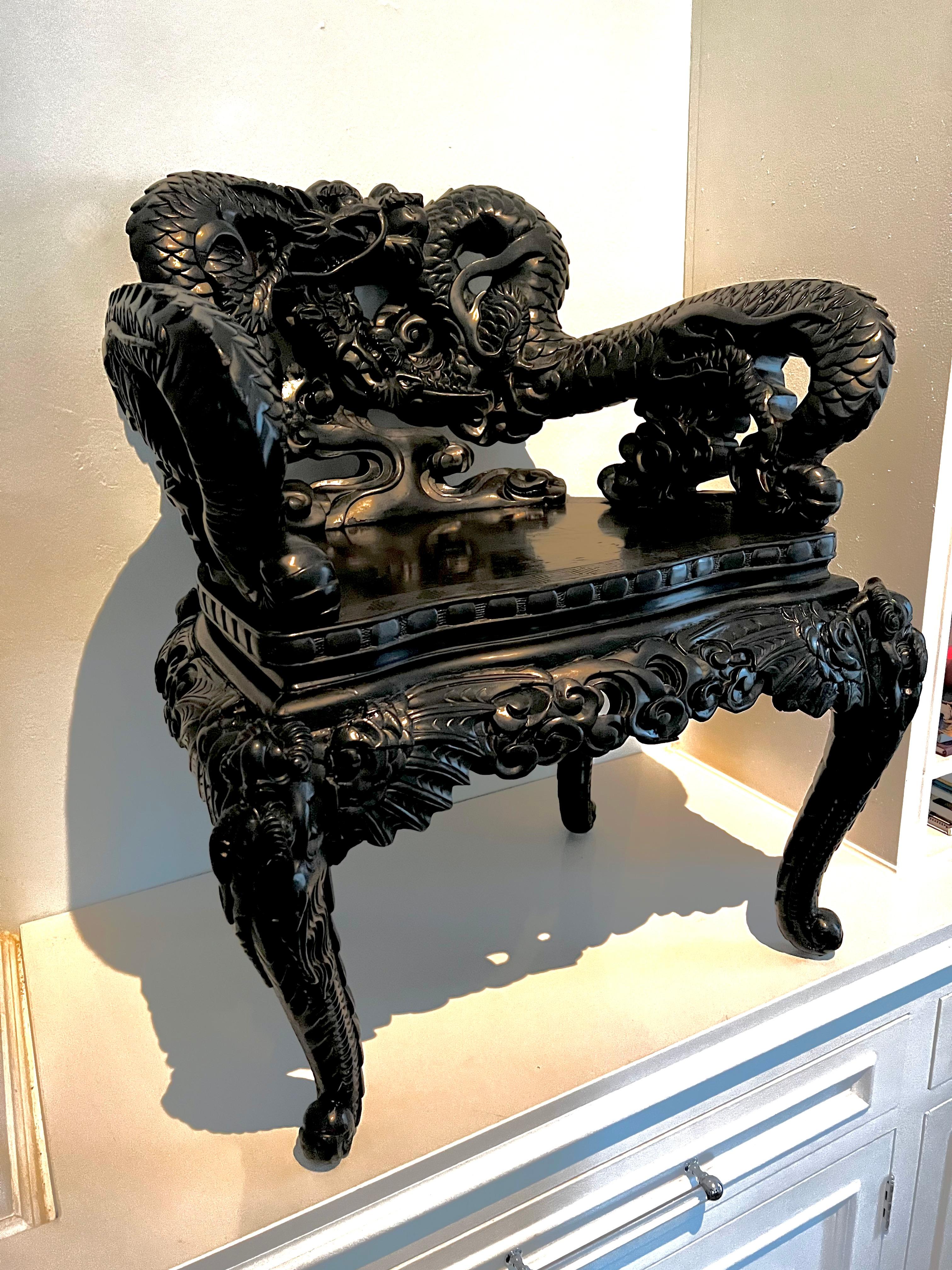 Wood Hand Carved Chinese Side Chair