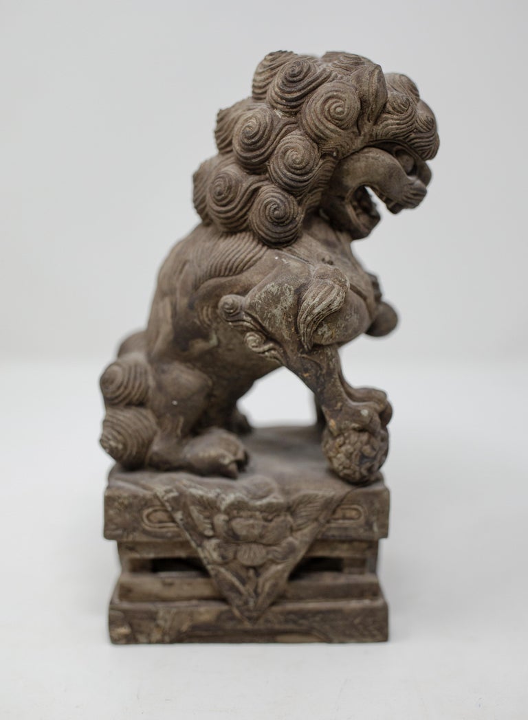 Hand Carved Chinese Stone Foo Dogs For Sale at 1stDibs