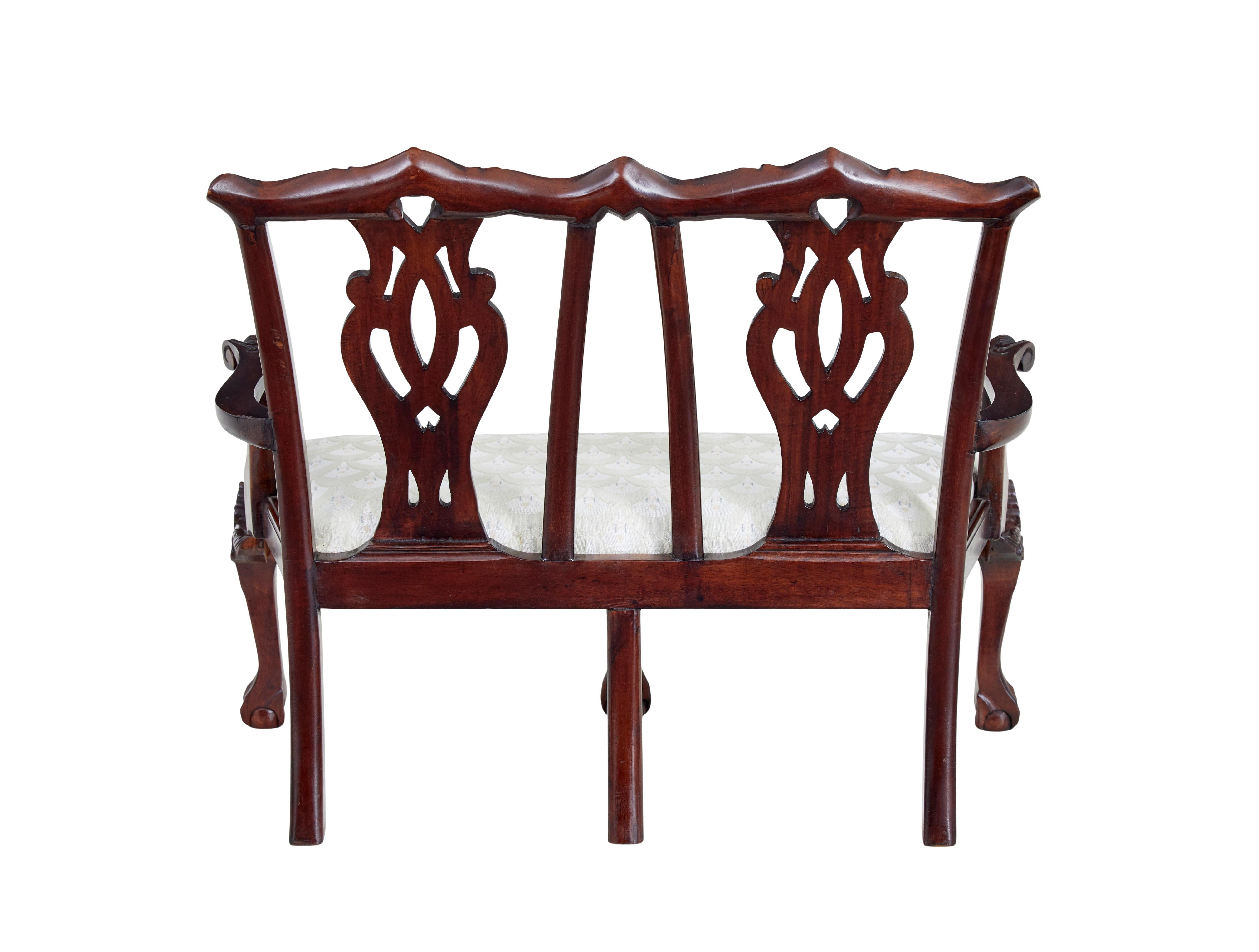 Hand-Carved Hand carved Chippendale influenced miniature 2 seat chair For Sale