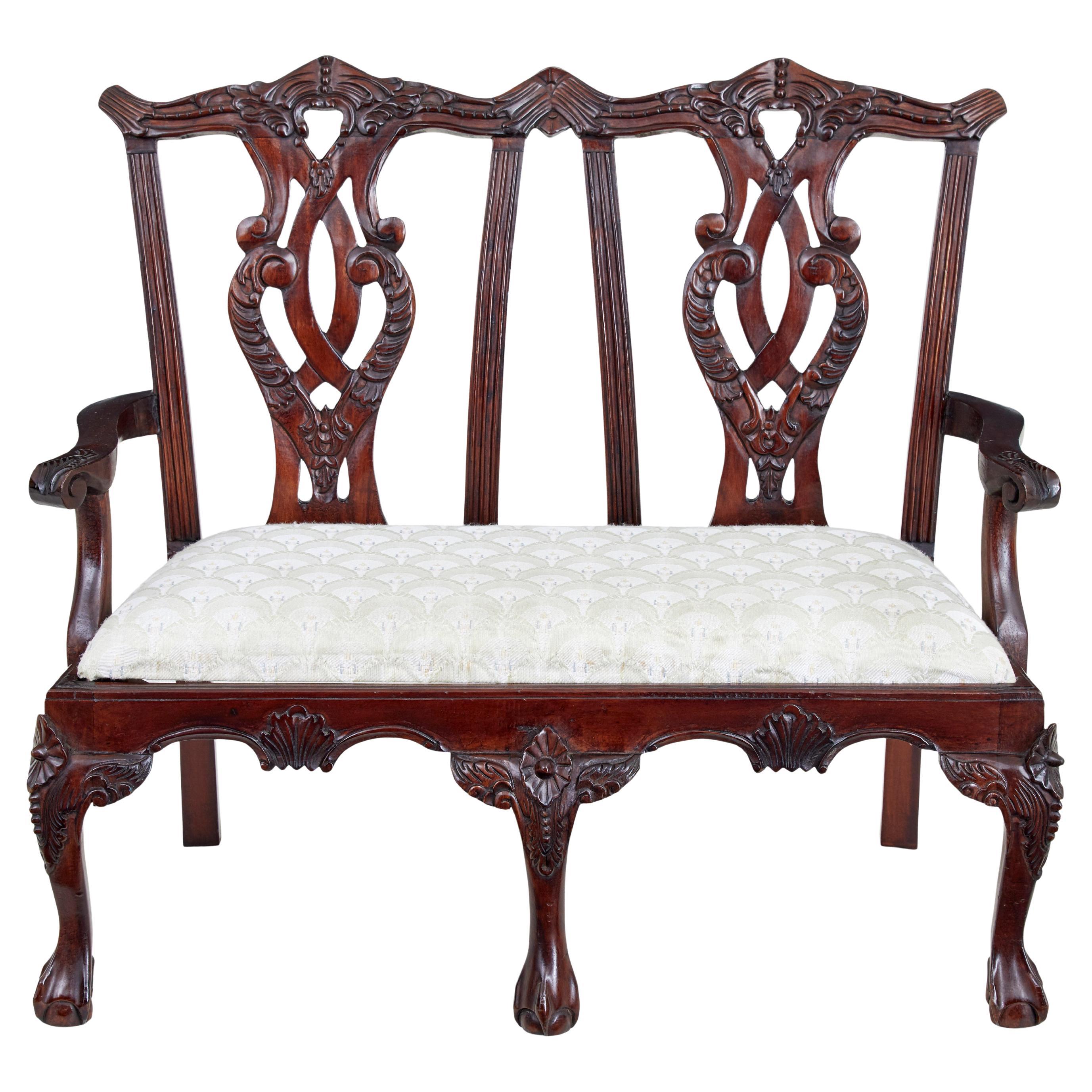 Hand carved Chippendale influenced miniature 2 seat chair For Sale