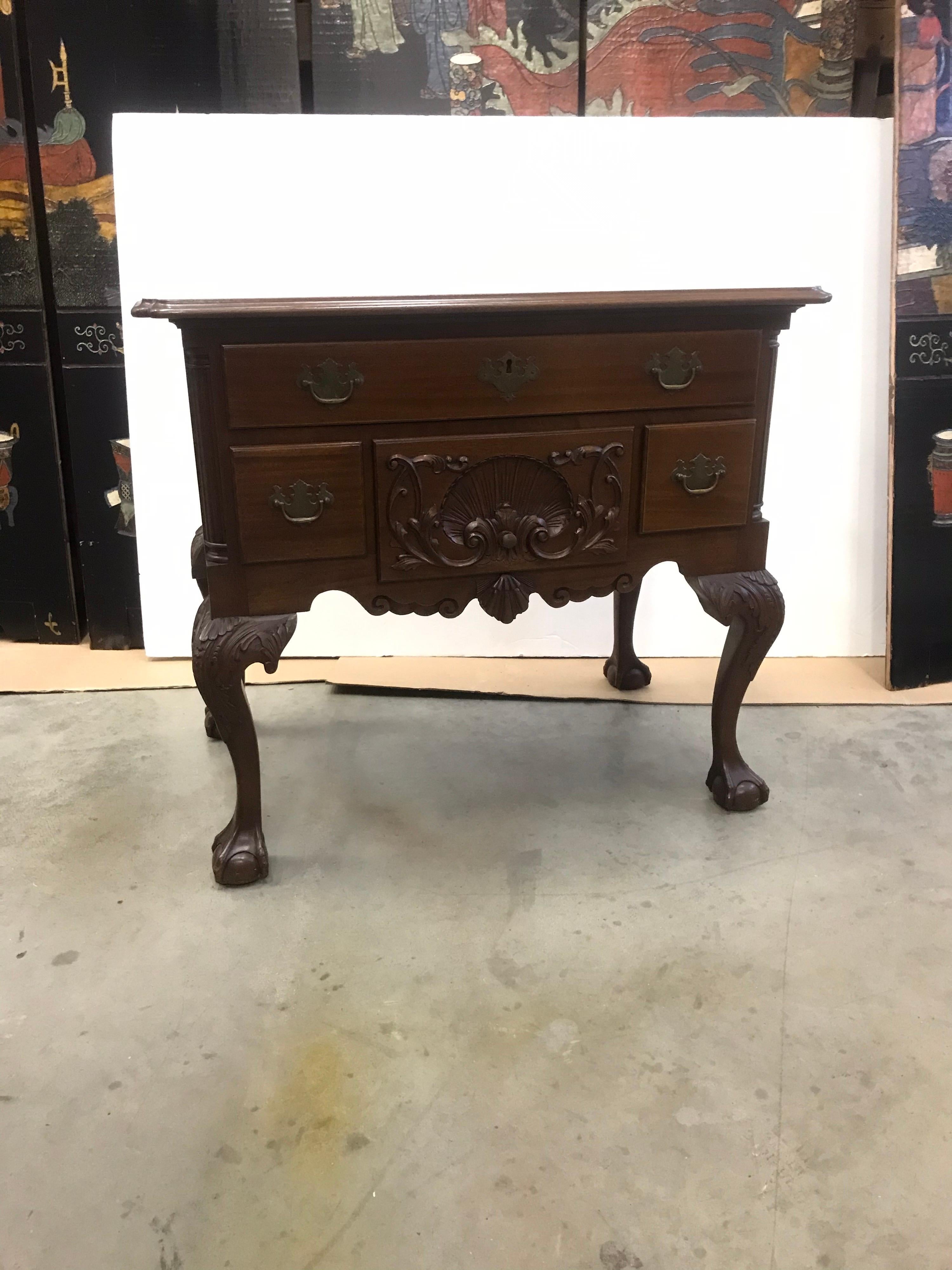 Hand Carved Chippendale Lowboy For Sale 5