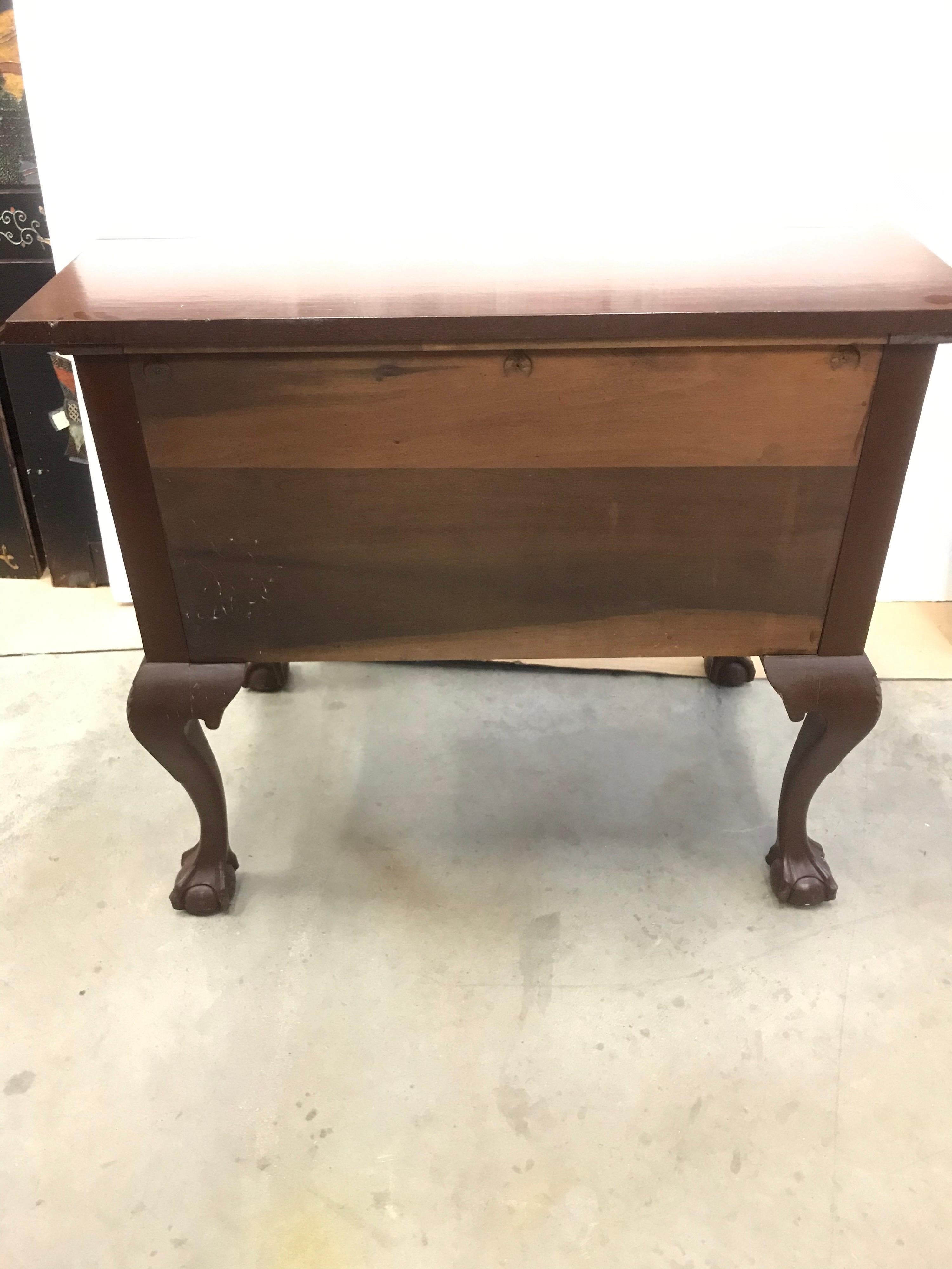 American Hand Carved Chippendale Lowboy For Sale