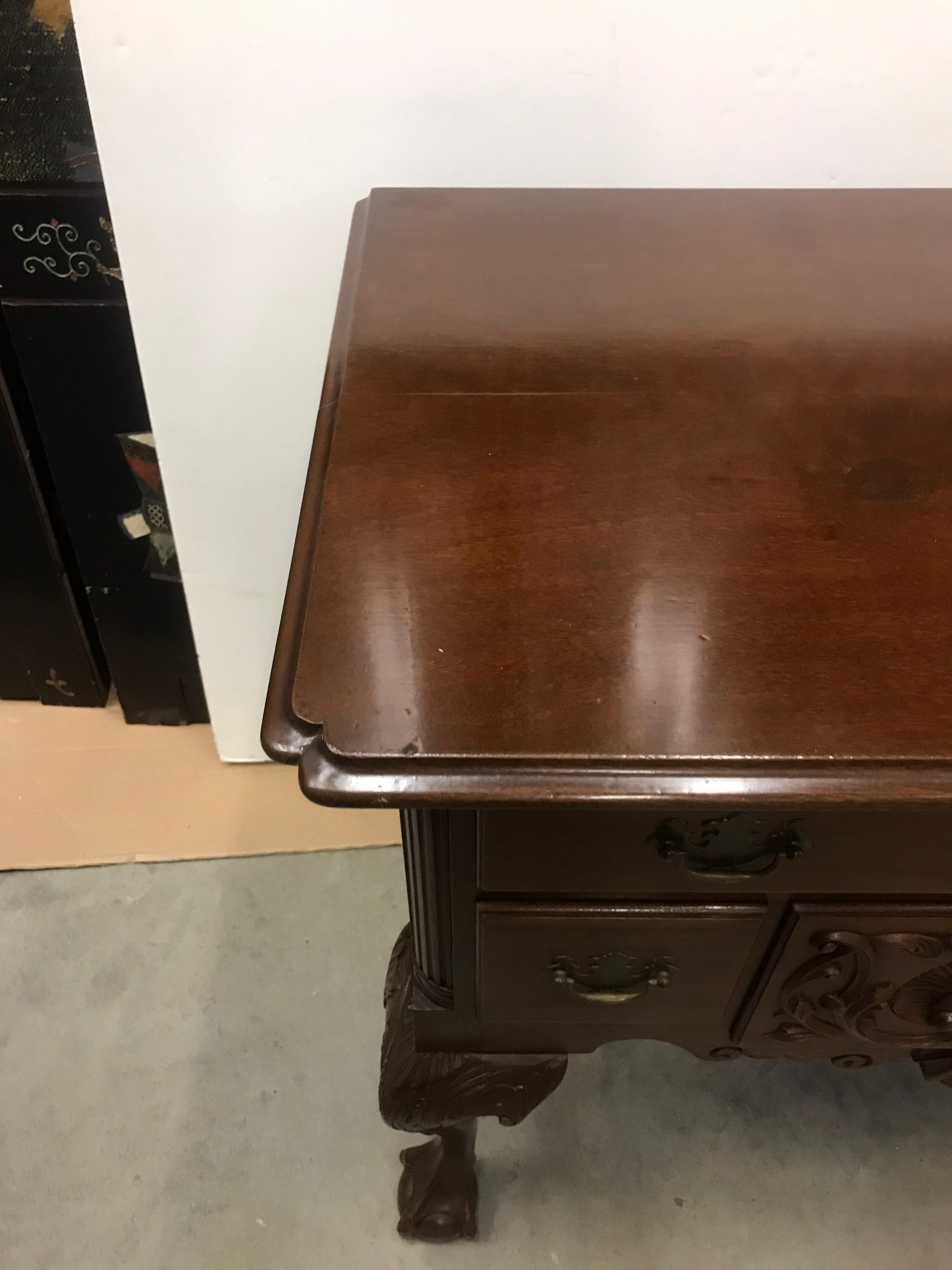 Early 20th Century Hand Carved Chippendale Lowboy For Sale