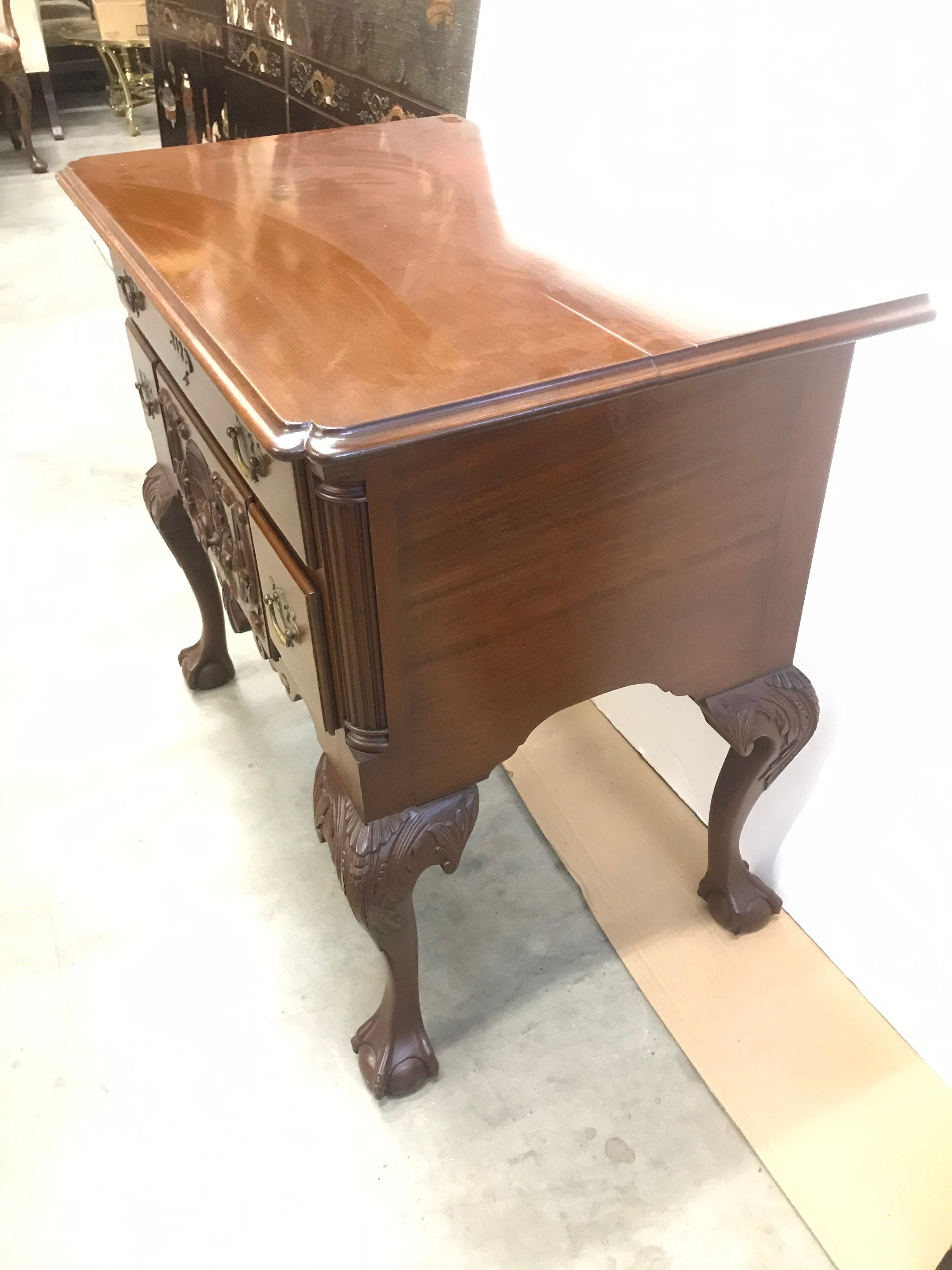 Hand Carved Chippendale Lowboy For Sale 1