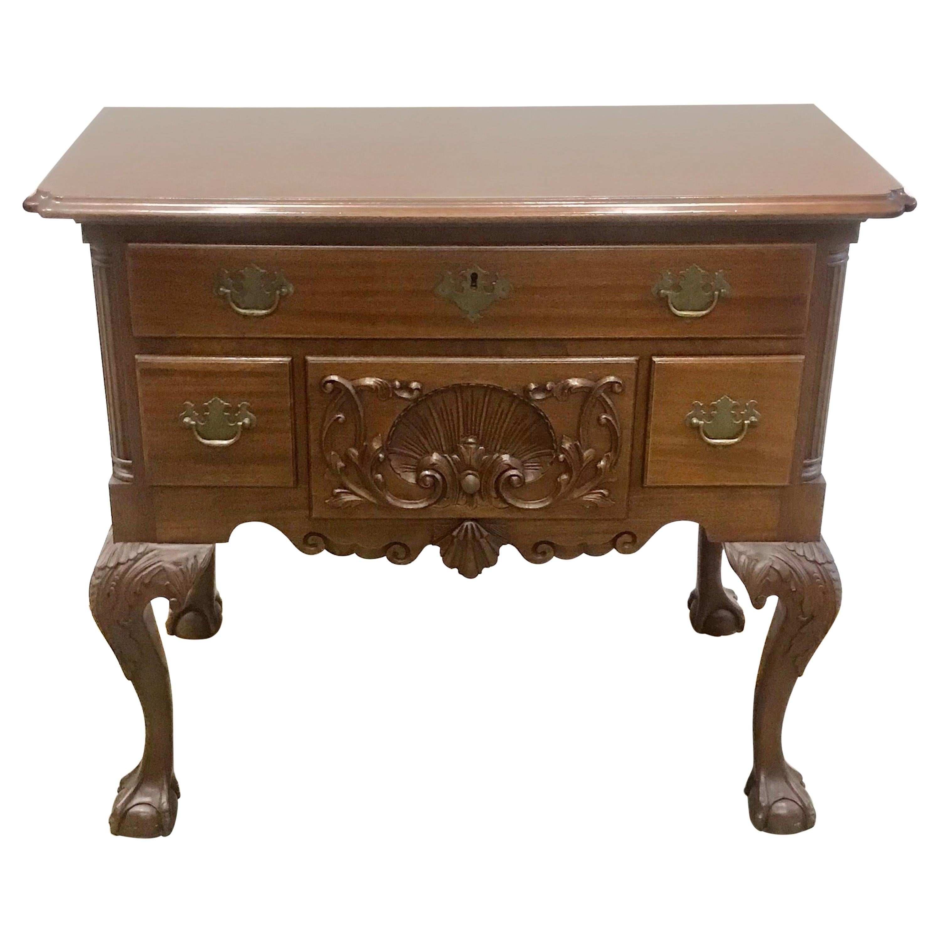 Hand Carved Chippendale Lowboy For Sale
