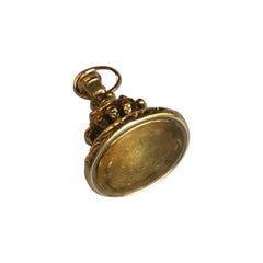 Hand Carved Citrine Quartz 18 Karat Yellow Gold Seal