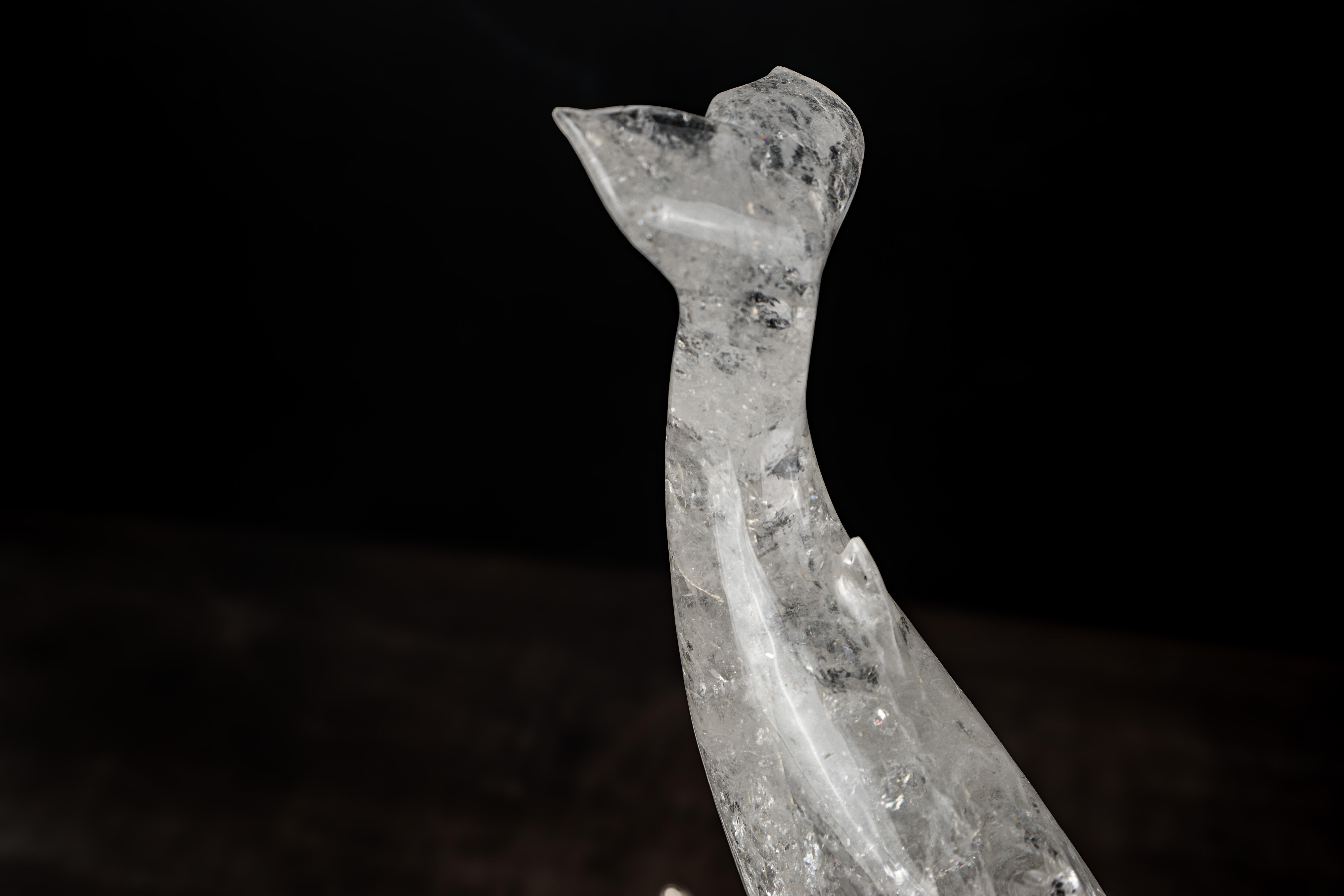 Hand-Carved Clear Quartz Humpback Whale Sculpture in vendita 2