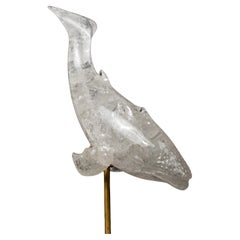 Hand-Carved Clear Quartz Humpback Whale Sculpture