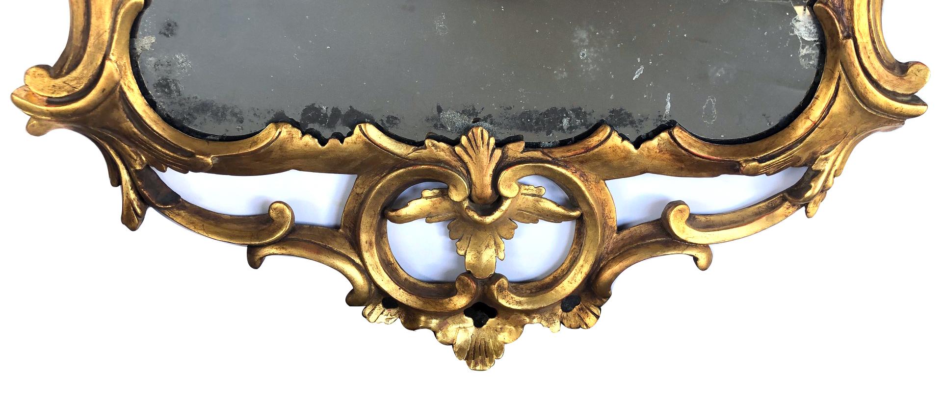 Hand-Carved Continental Rococo Revival Foliate Giltwood Mirror For Sale 1