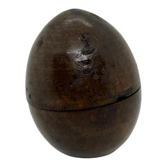 Hand Carved Coquille Nut Egg Box 19th Century Flea Trap Pomander Needle Case