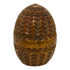 Hand Carved Coquille Nut Egg Box 19th Century Flea Trap Pomander Needle Case