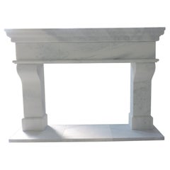 Antique Hand Carved Country French Style Marble Fire Surround with Extra Raised Hearth