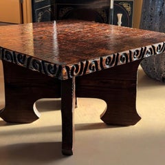 Mesa de centro de madera artesanal tallada a mano por Witco, mediados del siglo XX