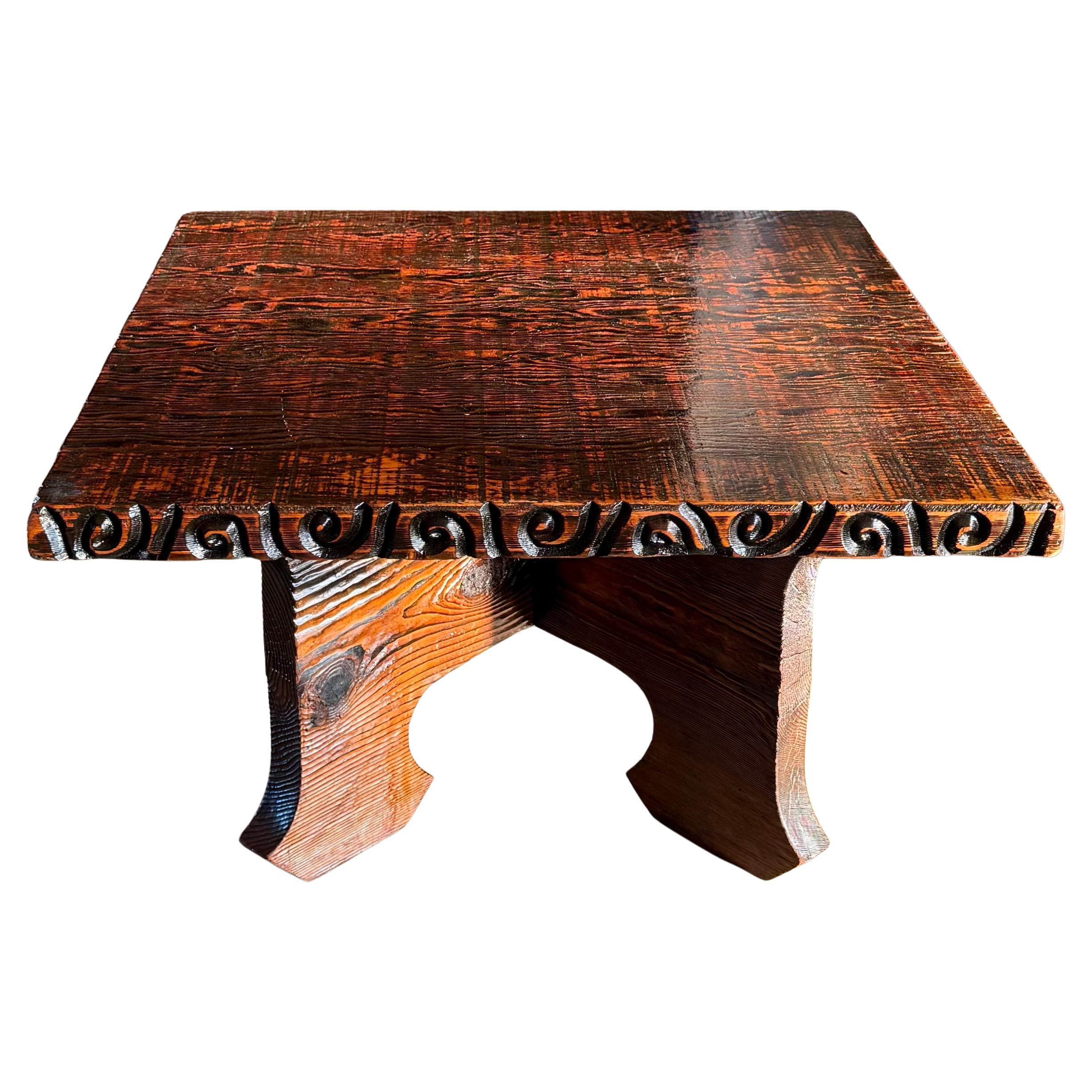 Hand-carved craft wood coffee table by Witco, mid 20th century