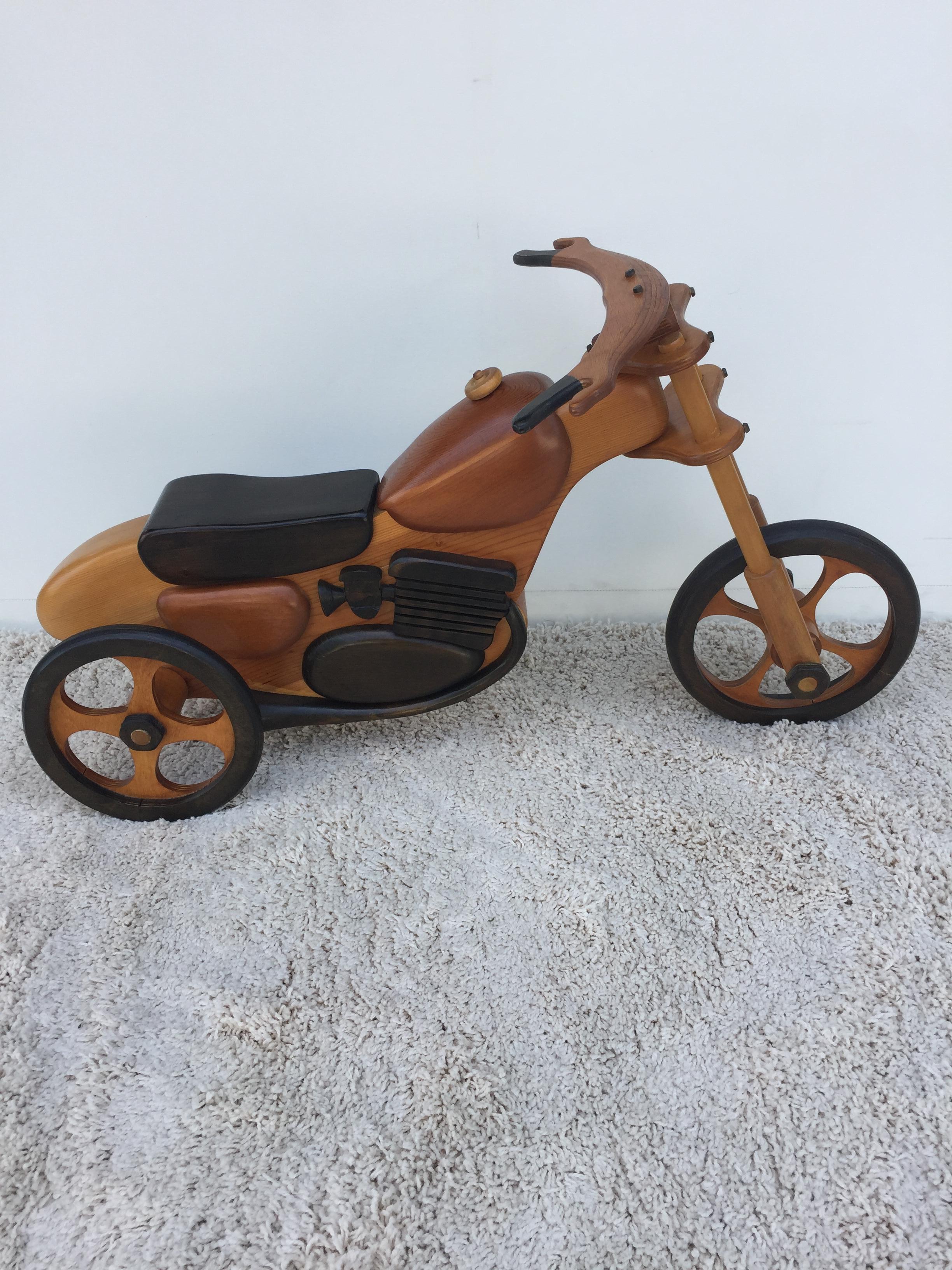20th Century Hand-Carved /Crafted Large Display Childs Tricycle Motorbike