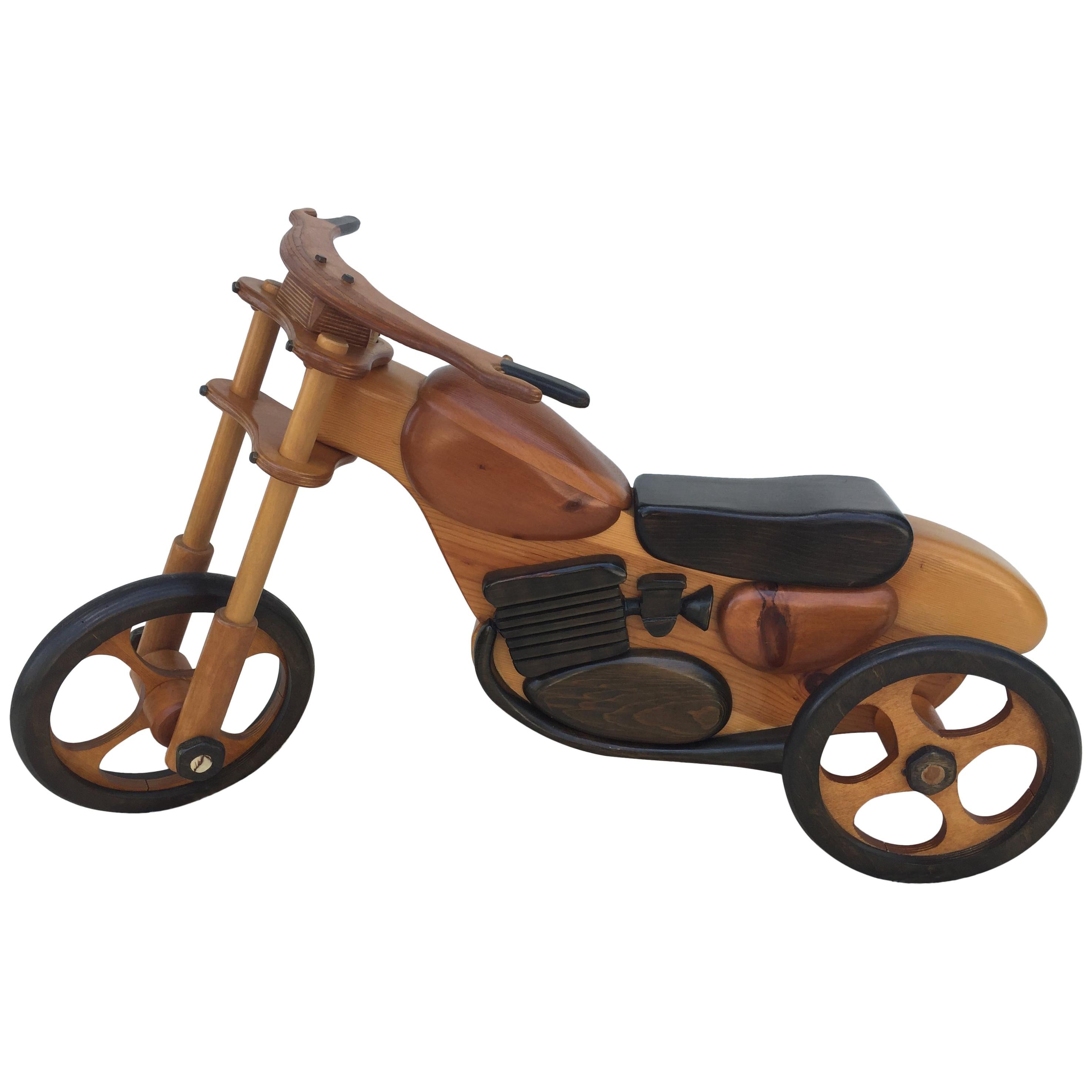 Hand-Carved /Crafted Large Display Childs Tricycle Motorbike