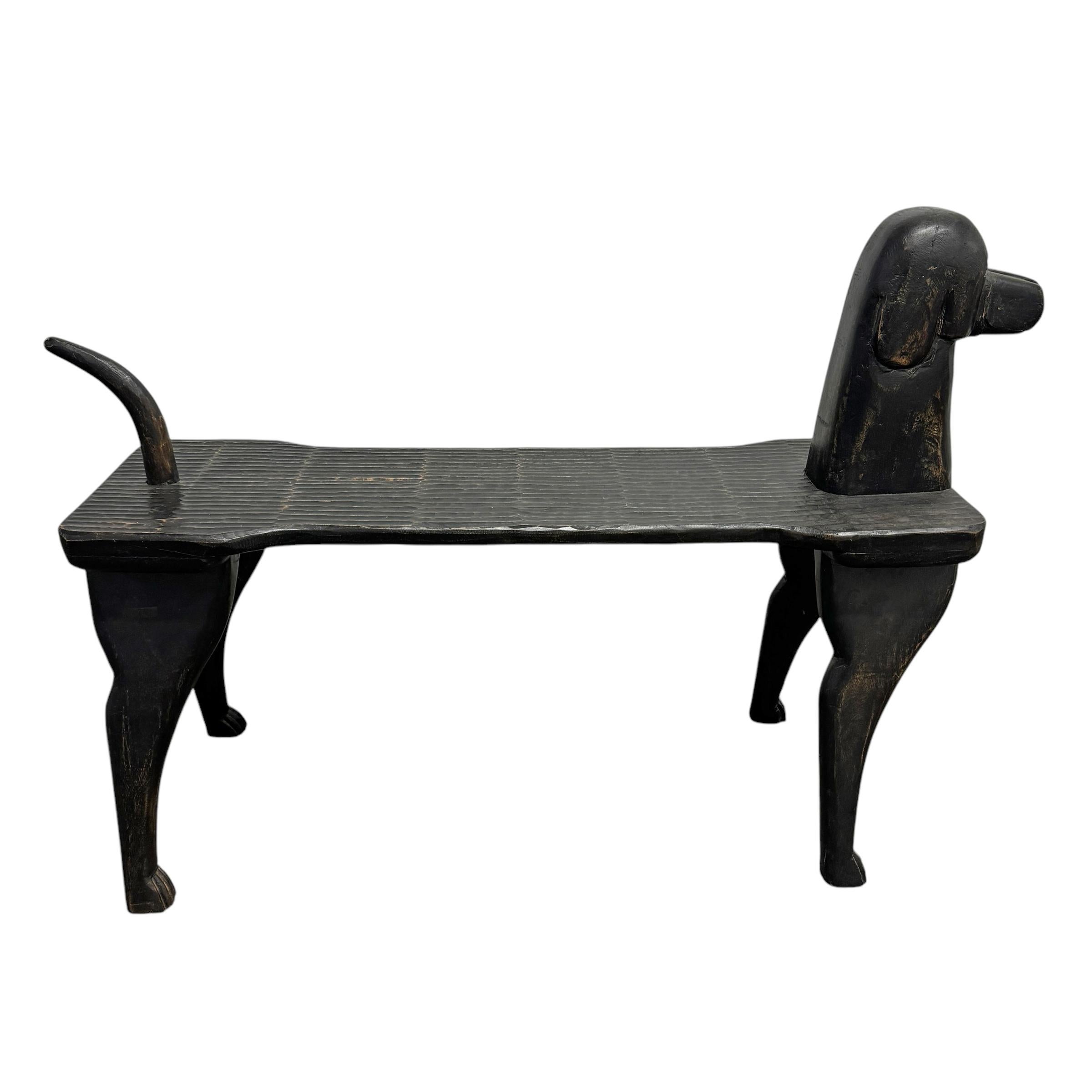 Banco para perros tallado a mano por Stephen Huneck Arte popular en venta