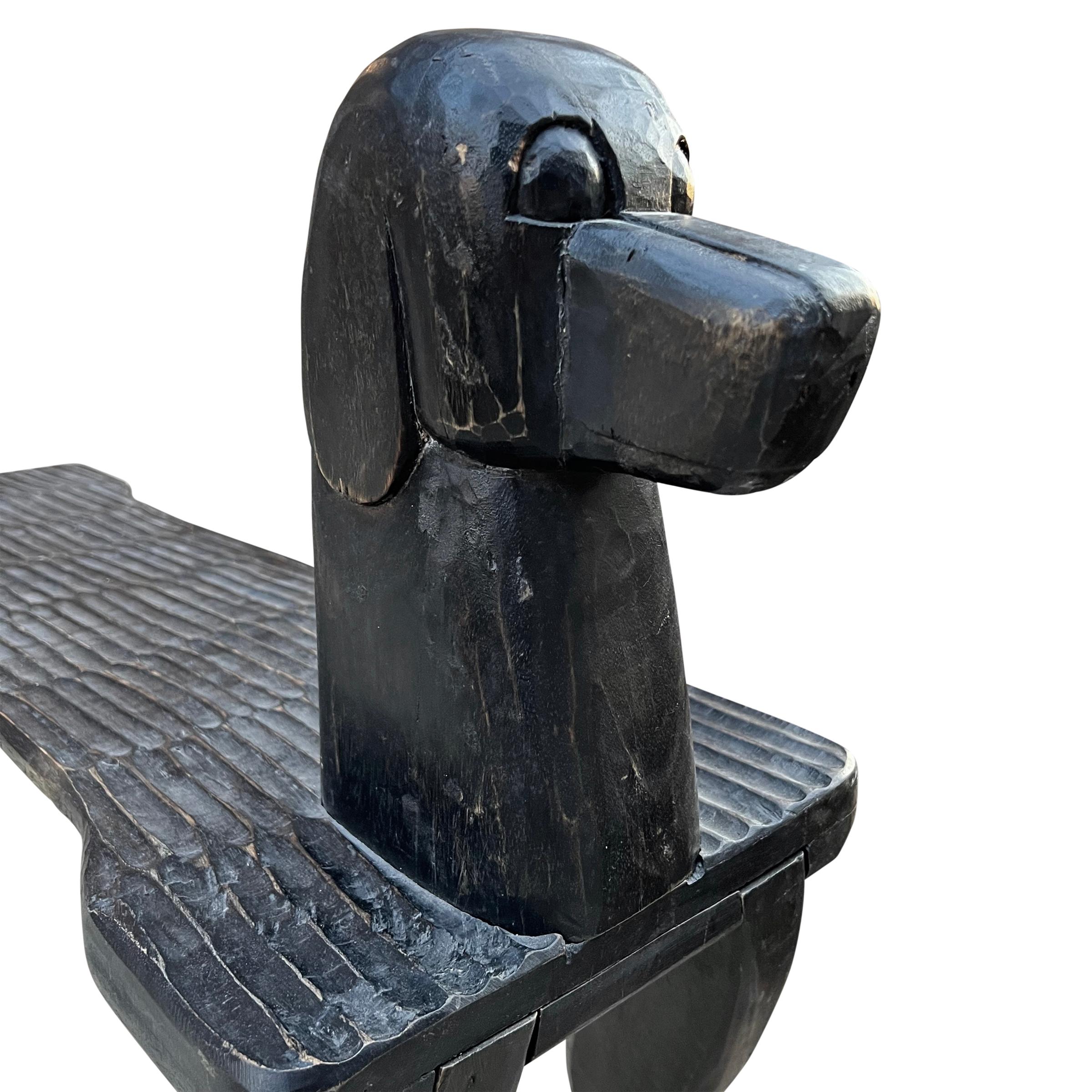 Hand Carved Dog Bench by Stephen Huneck In Good Condition In Chicago, IL