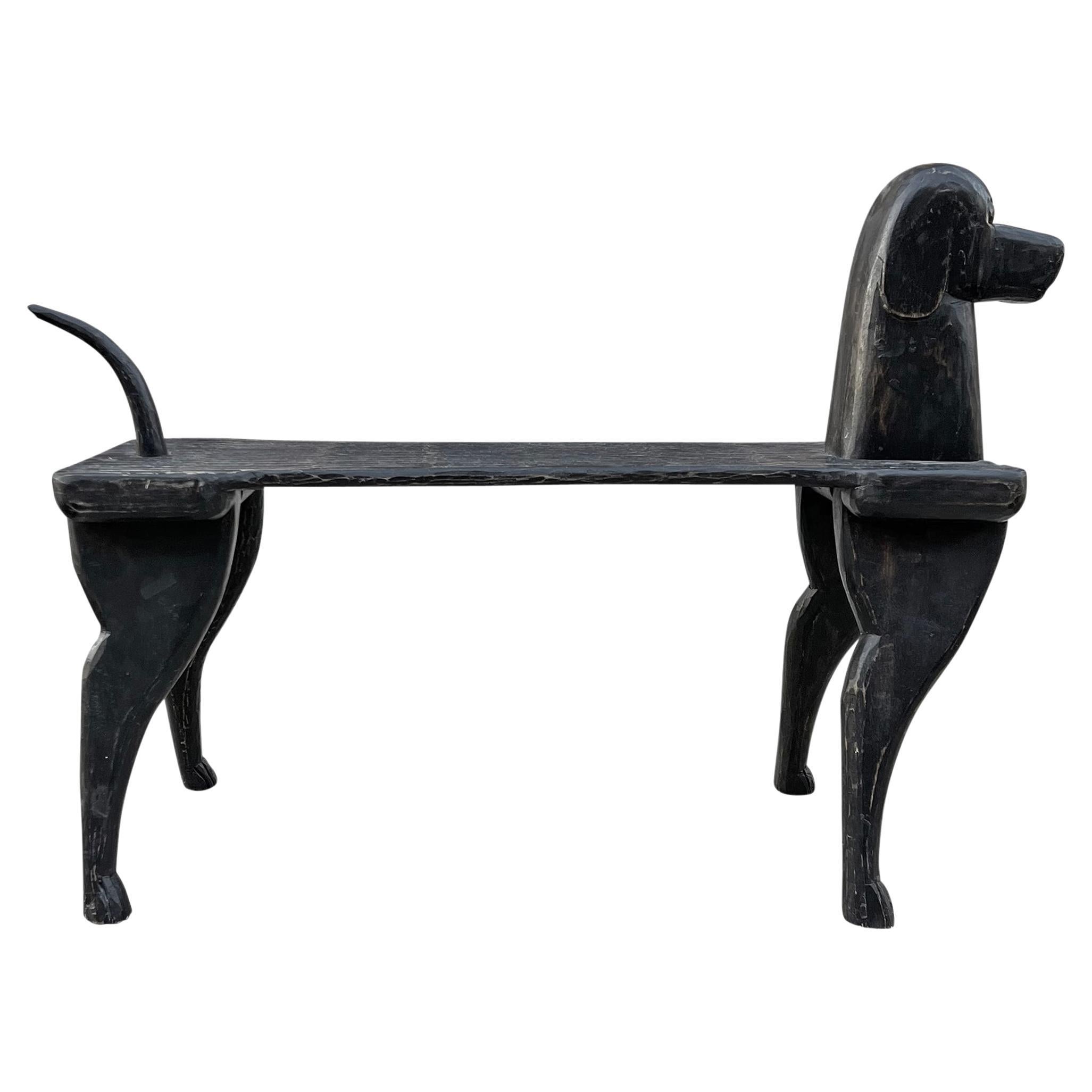 Hand Carved Dog Bench by Stephen Huneck