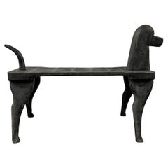 Retro Hand Carved Dog Bench by Stephen Husek