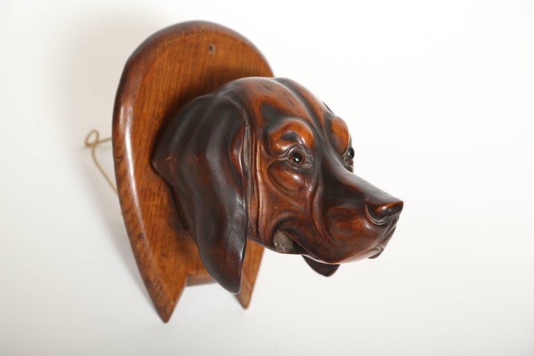 HandCarved Dog's Head Riding Crop Holder For Sale at 1stdibs