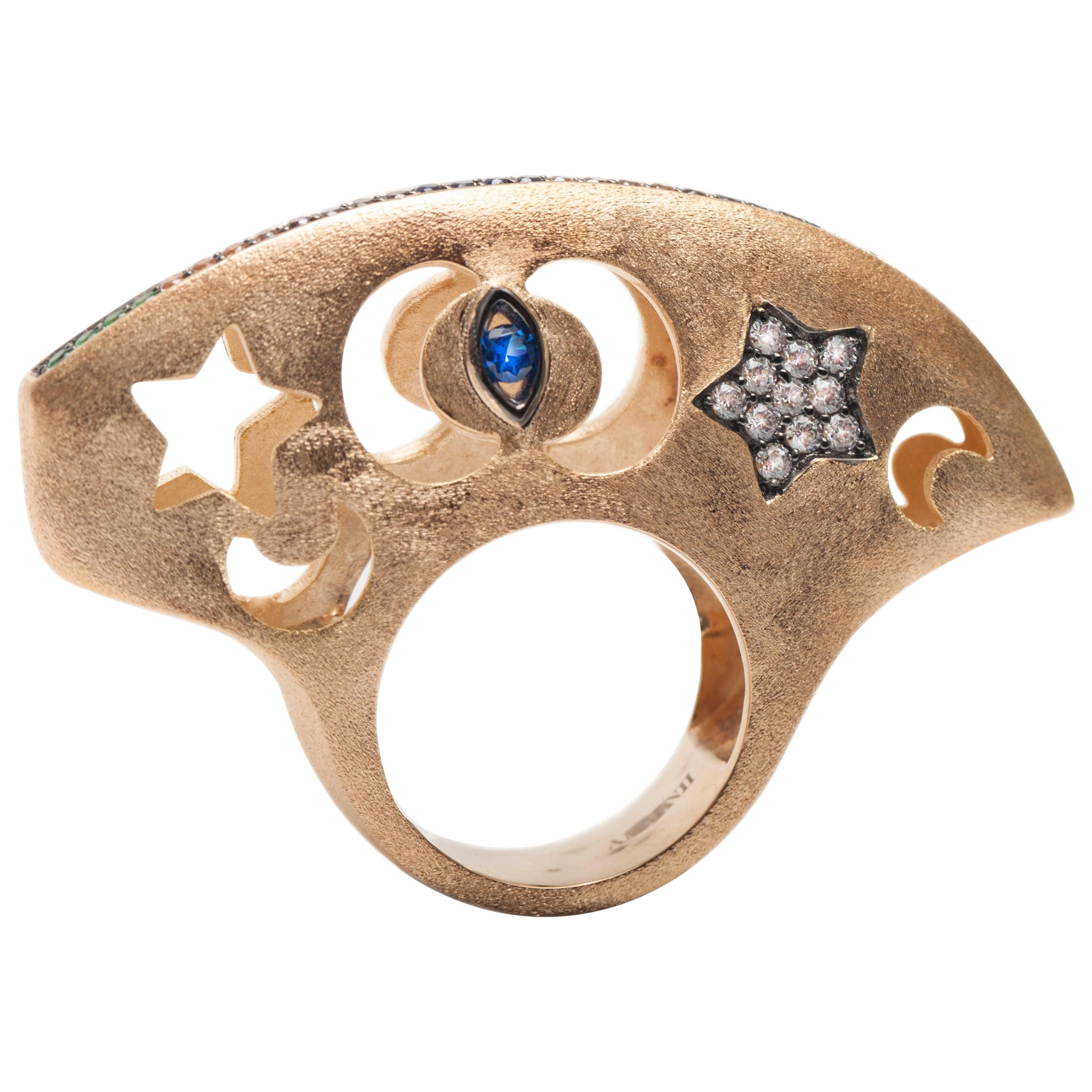 Ammanii Hand-Carved Dome Ring in Vermeil Gold