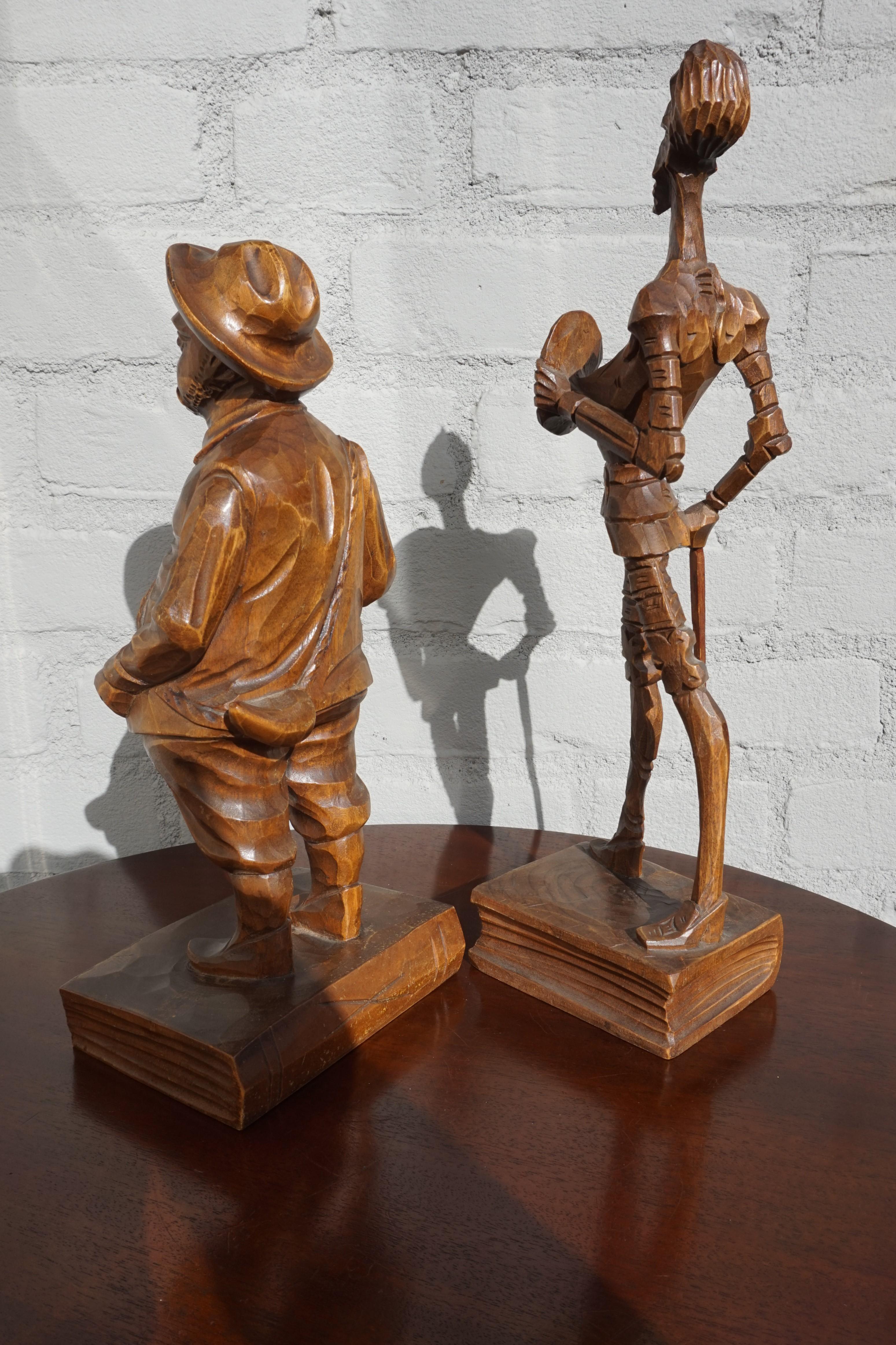 Hand Carved Don Quixote and Sancho Panza Sculptures from the Arts & Crafts Era 3