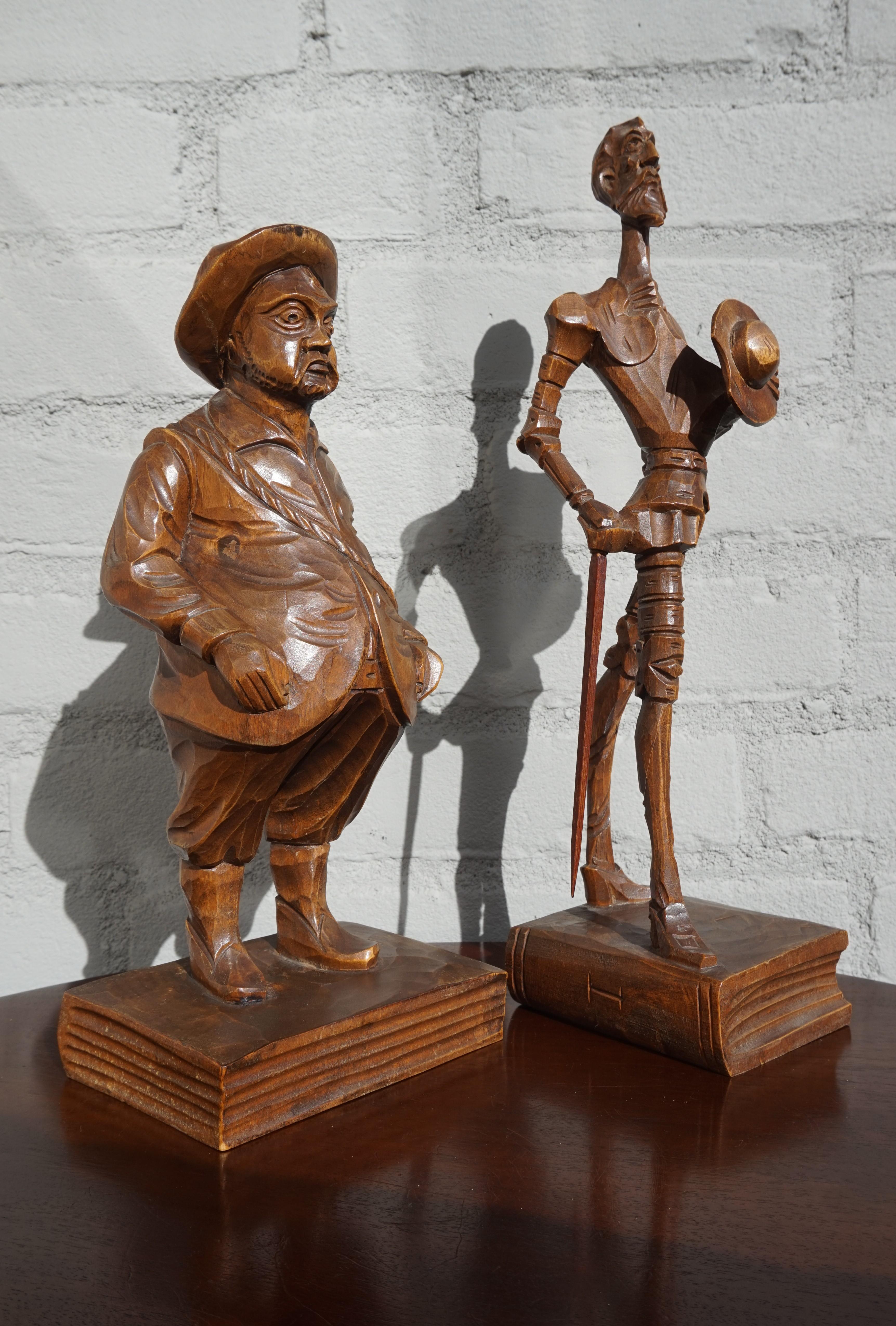 Hand Carved Don Quixote and Sancho Panza Sculptures from the Arts & Crafts Era 4