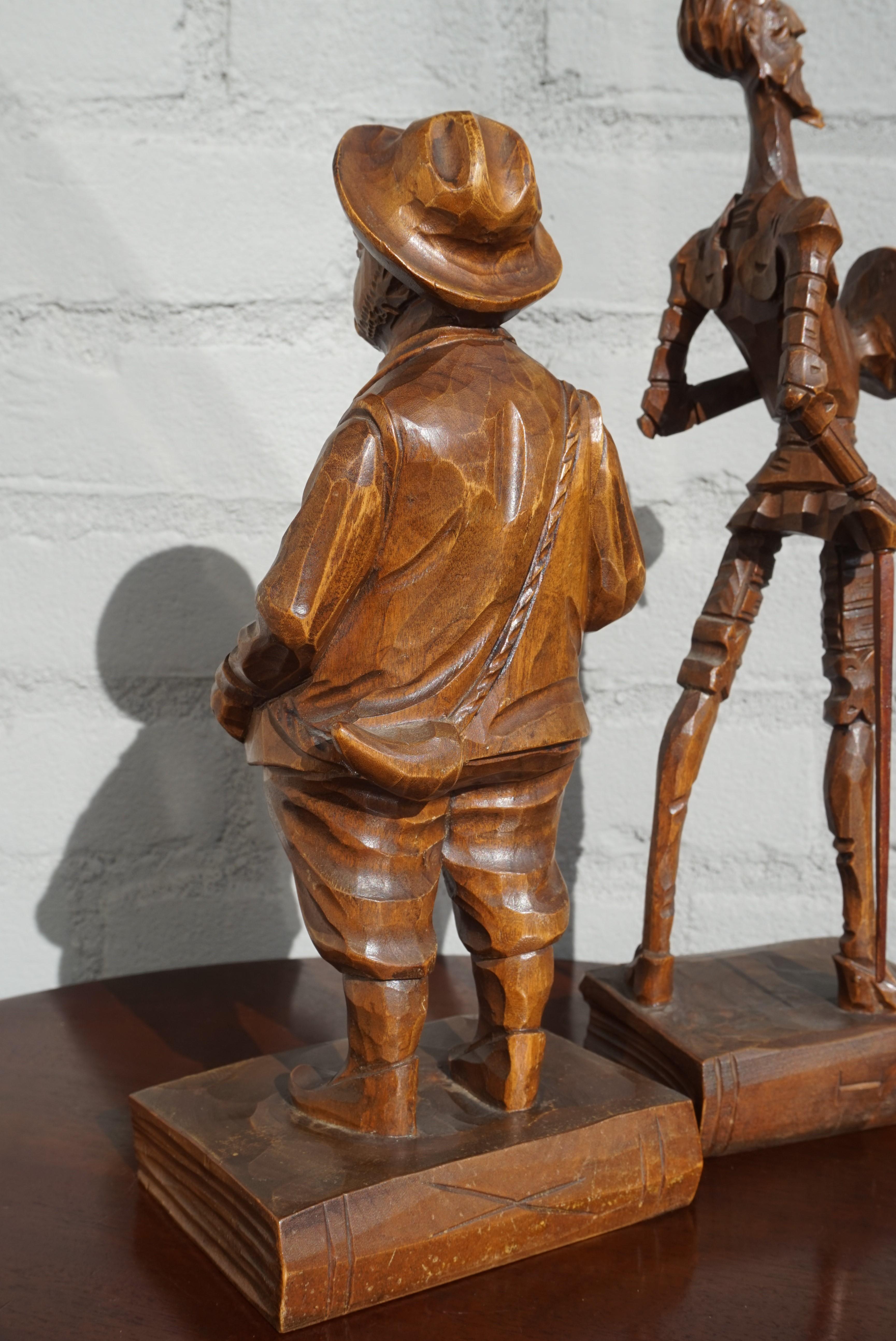 Hand Carved Don Quixote and Sancho Panza Sculptures from the Arts & Crafts Era In Excellent Condition In Lisse, NL