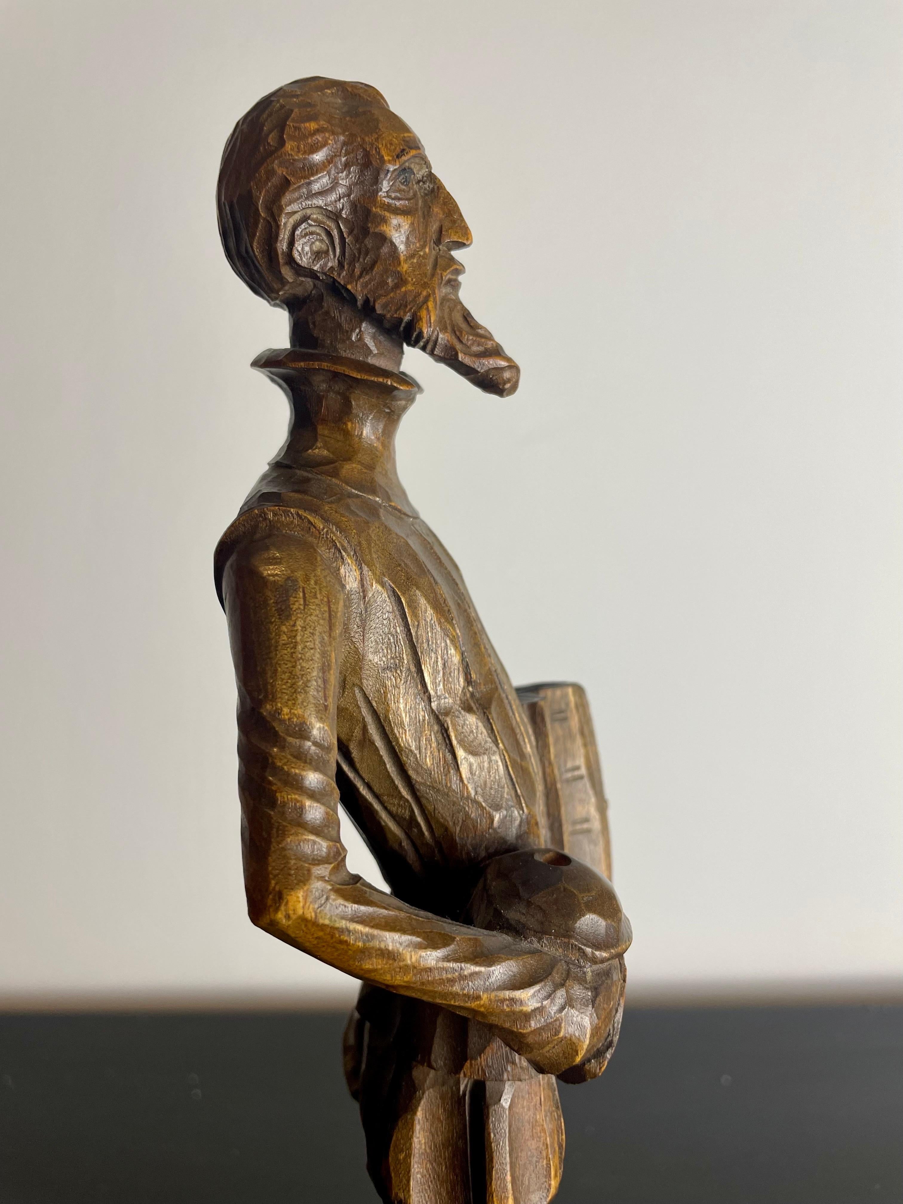 Hand-carved Don Quixote wooden statuette sculpture - Spain 19th Art Nouveau 5