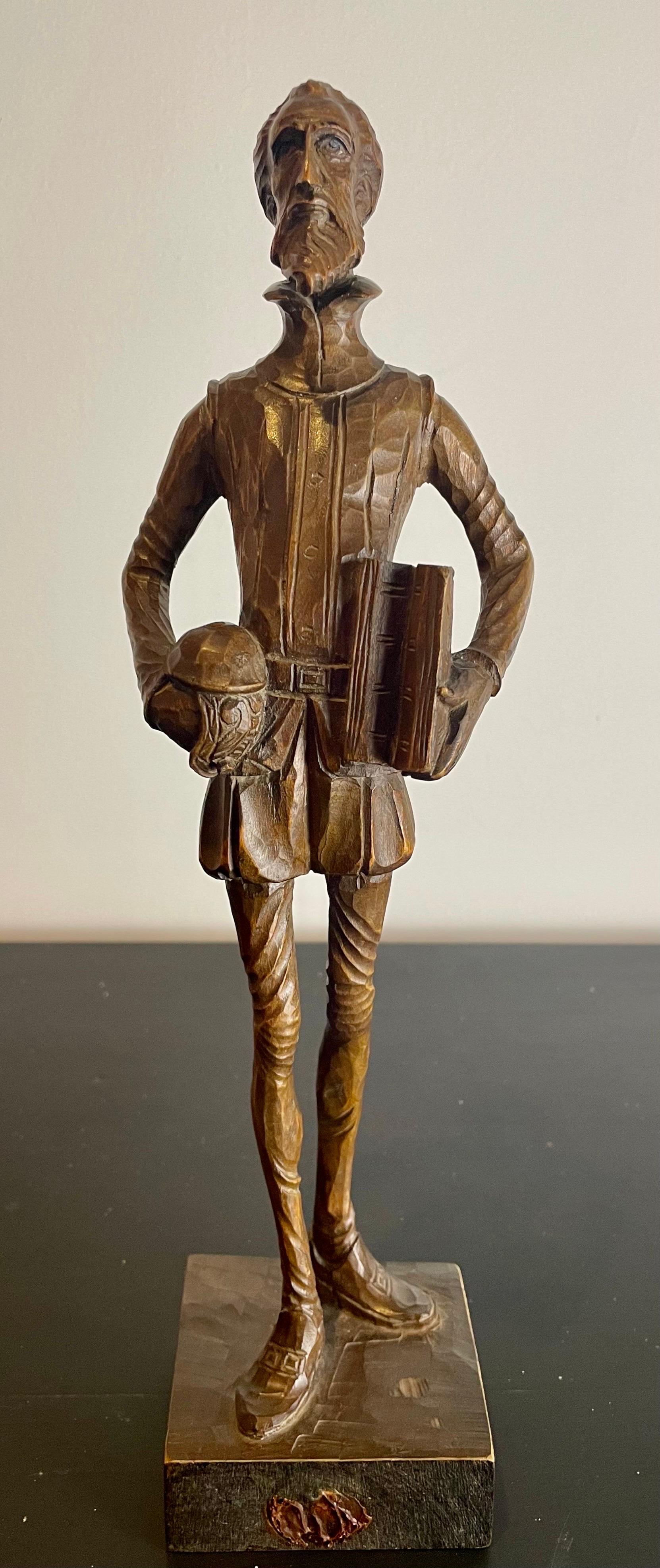 Very beautiful hand-carved wooden statuette representing the character of Don Quixote, from the novel by Cervantes.
Very fine and very well made sculpture.
Very beautiful, particularly detailed craftsmanship from a single piece of wood.
He is shown