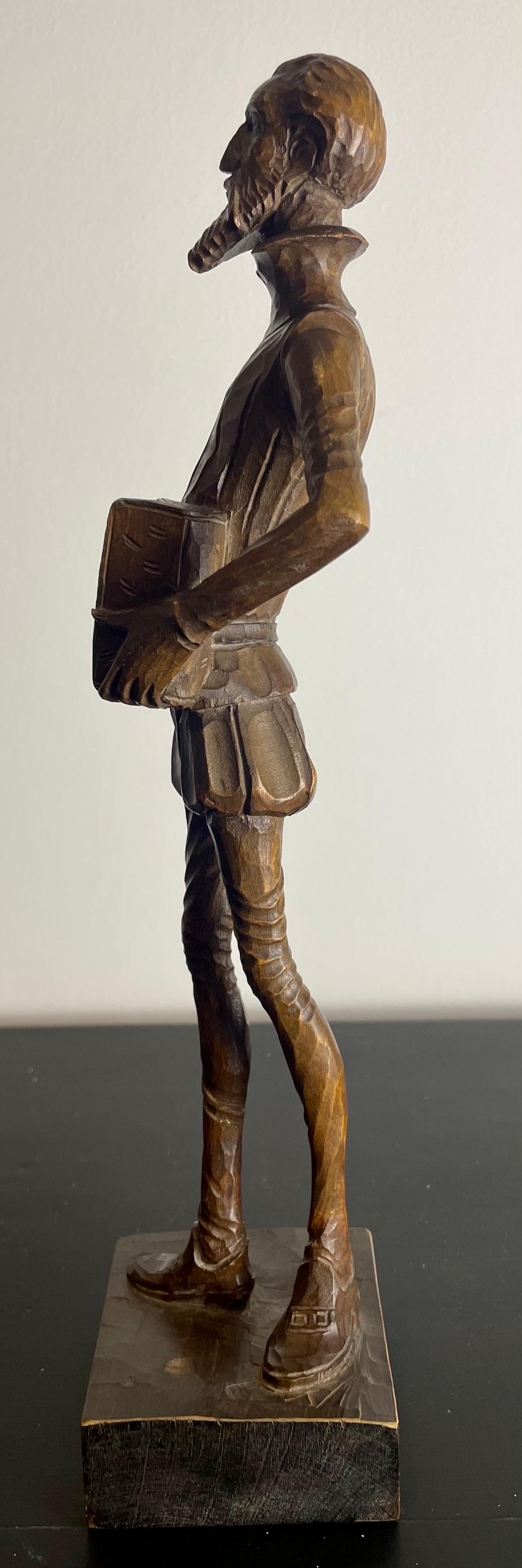 Hand-carved Don Quixote wooden statuette sculpture - Spain 19th Art Nouveau 2