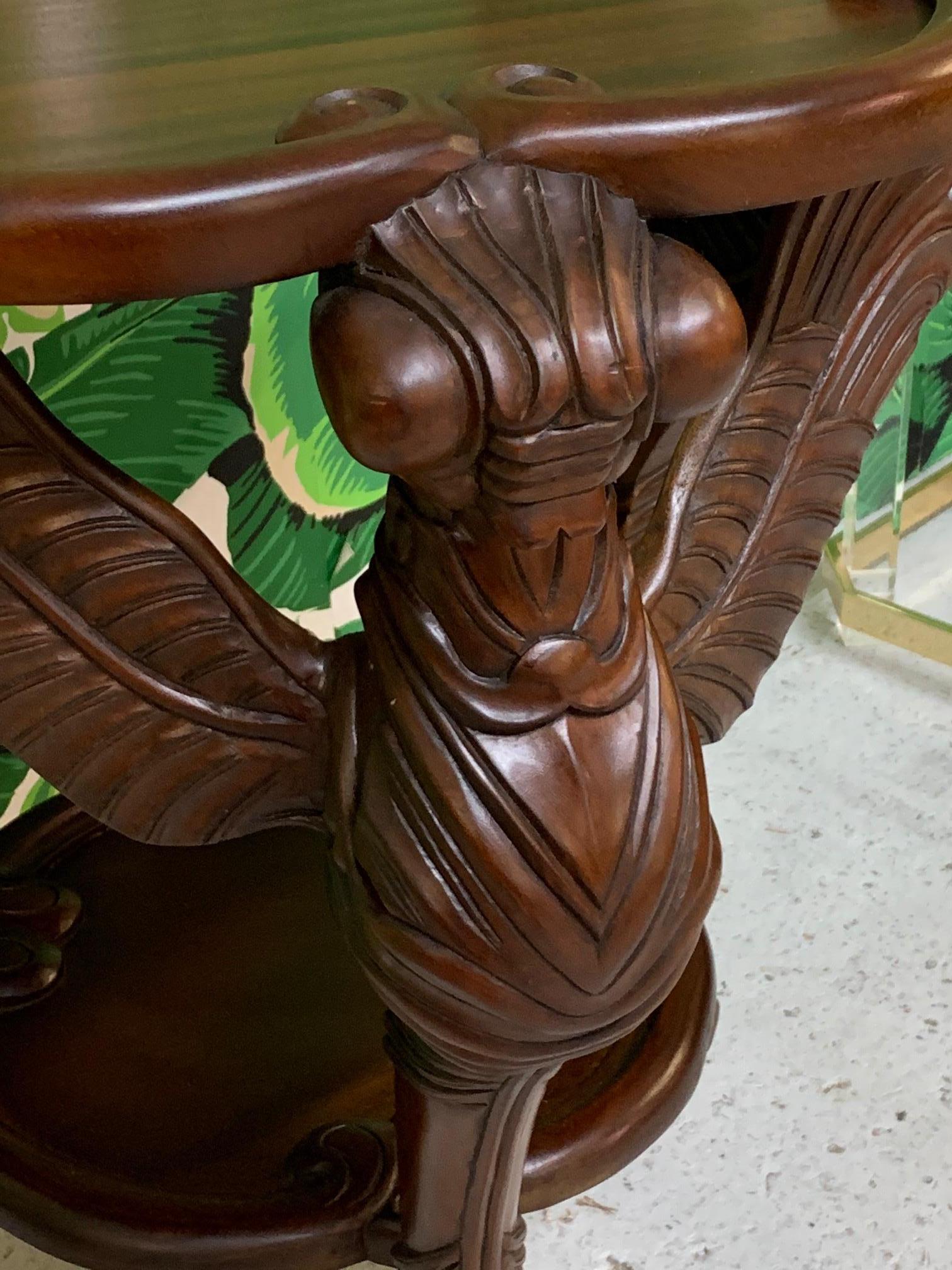 Hand Carved Dragonfly Sculptural End Table In Good Condition In Jacksonville, FL