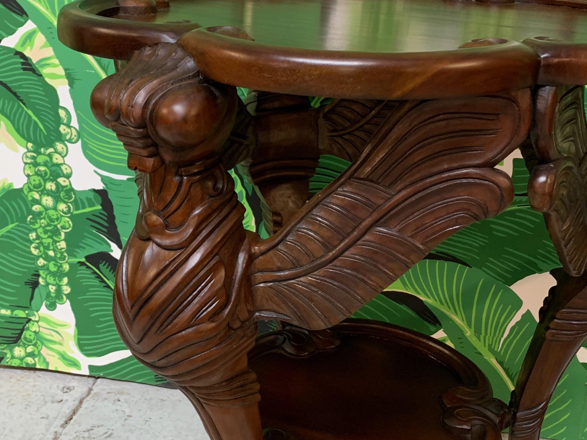 Late 20th Century Hand Carved Dragonfly Sculptural End Table