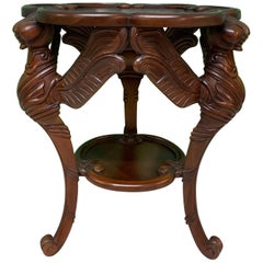 Hand Carved Dragonfly Sculptural End Table