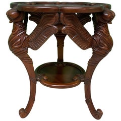 Hand Carved Dragonfly Sculptural End Table