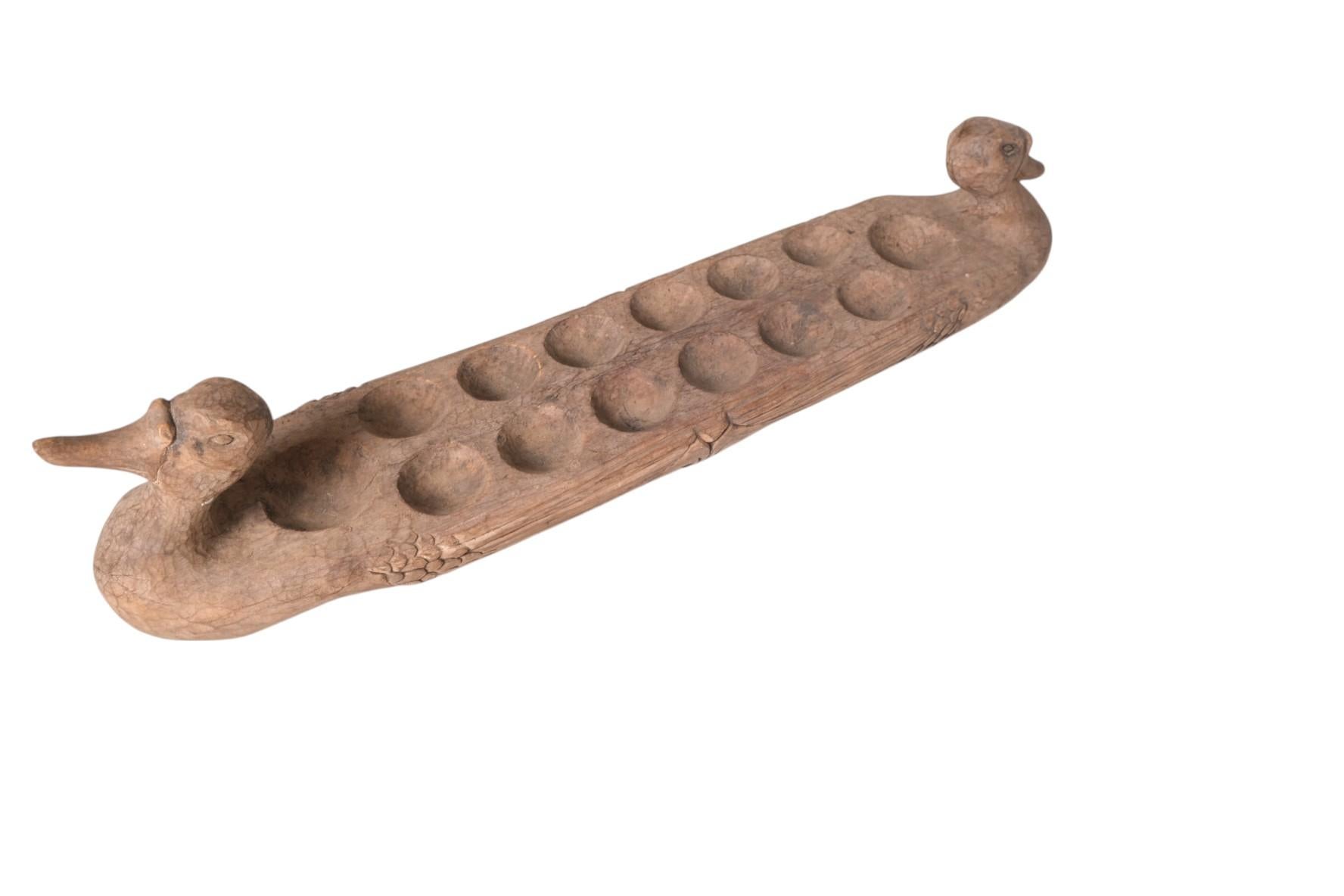 Hand-Carved Duck-Form Mancala Game Board, African Folk Art For Sale 5