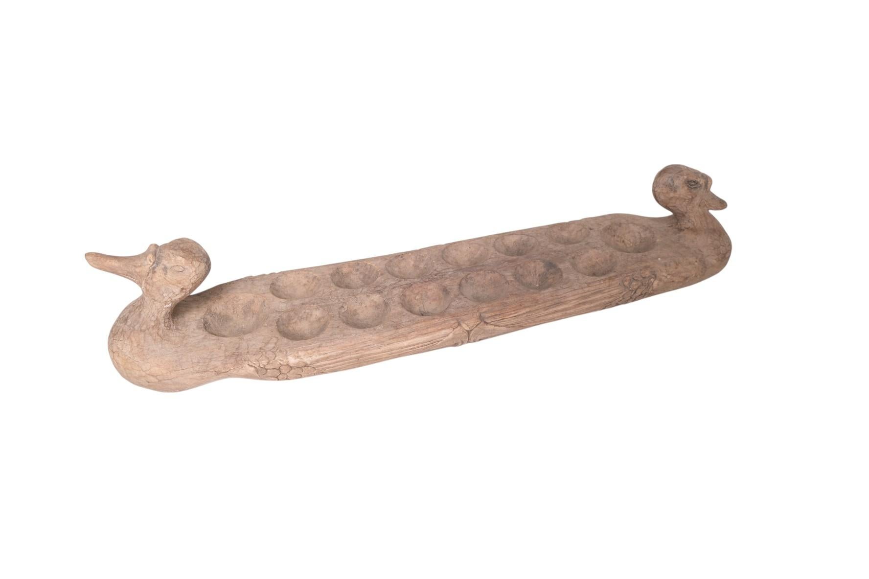 20th Century Hand-Carved Duck-Form Mancala Game Board, African Folk Art For Sale
