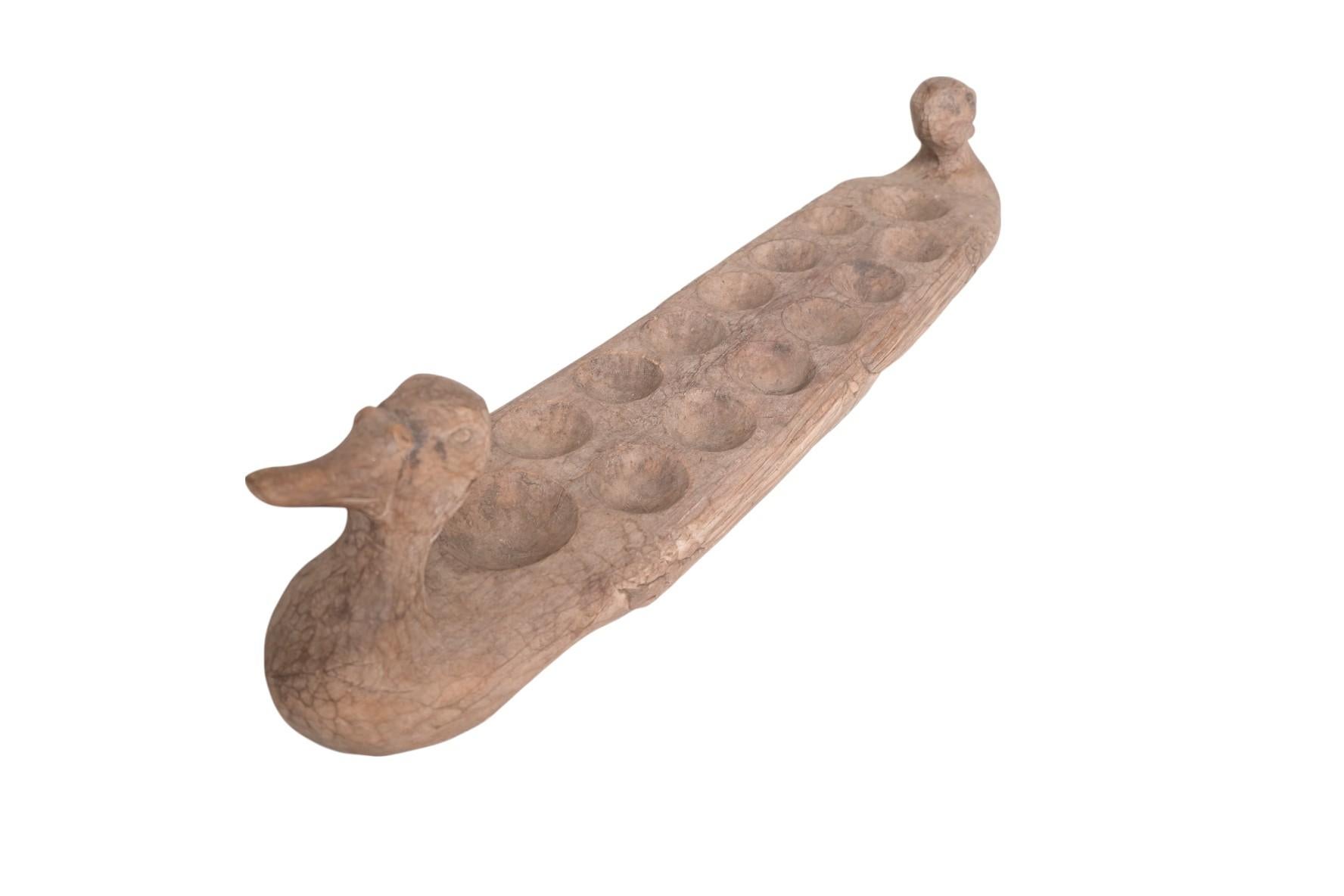 Hand-Carved Duck-Form Mancala Game Board, African Folk Art For Sale 1