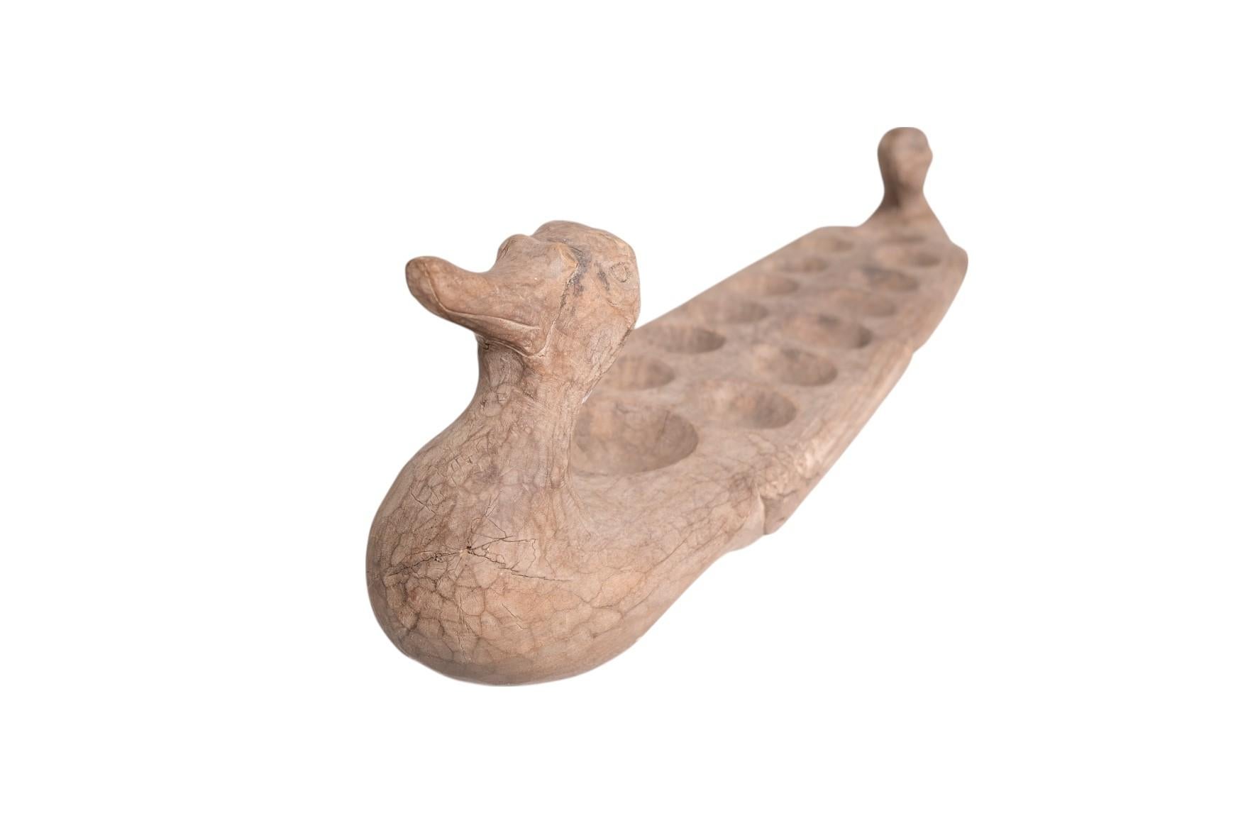 Hand-Carved Duck-Form Mancala Game Board, African Folk Art For Sale 3