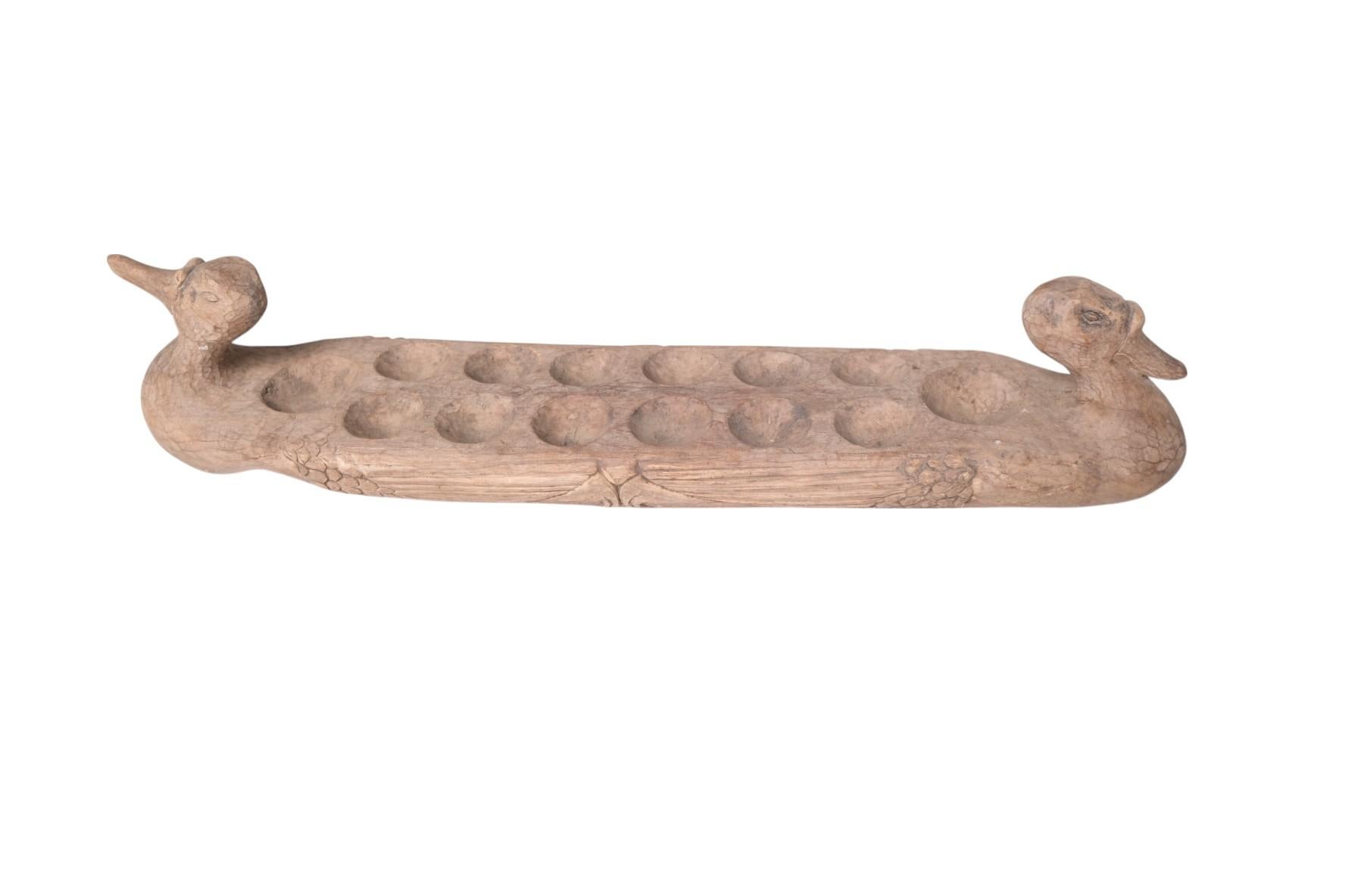 Hand-Carved Duck-Form Mancala Game Board, African Folk Art For Sale 4
